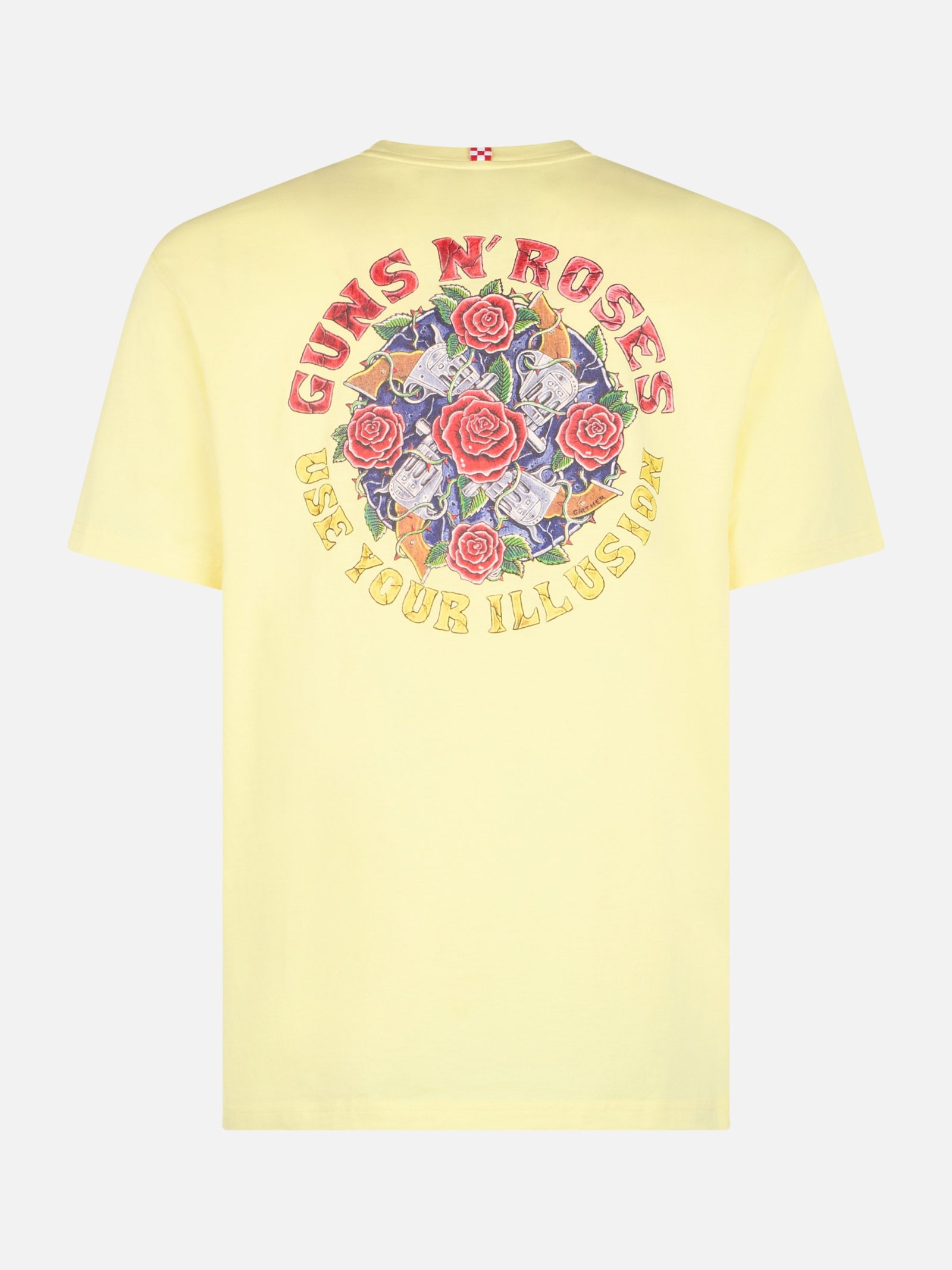 Shop Mc2 Saint Barth Man Cotton T-shirt With Guns N Roses Front And Back Placed Print Guns N Roses Special Edition In Yellow