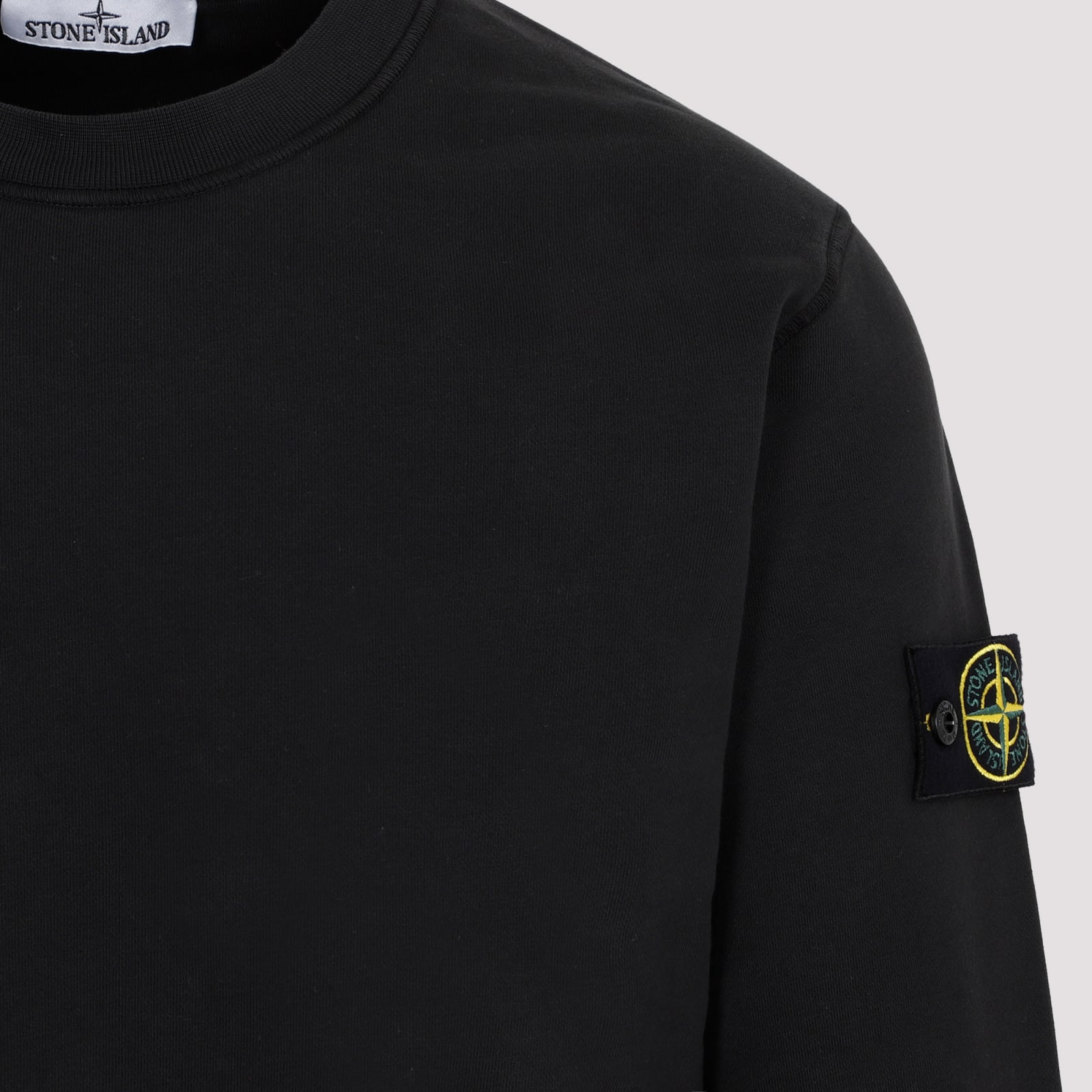 Shop Stone Island Compass Patch Crewneck Sweatshirt In Black