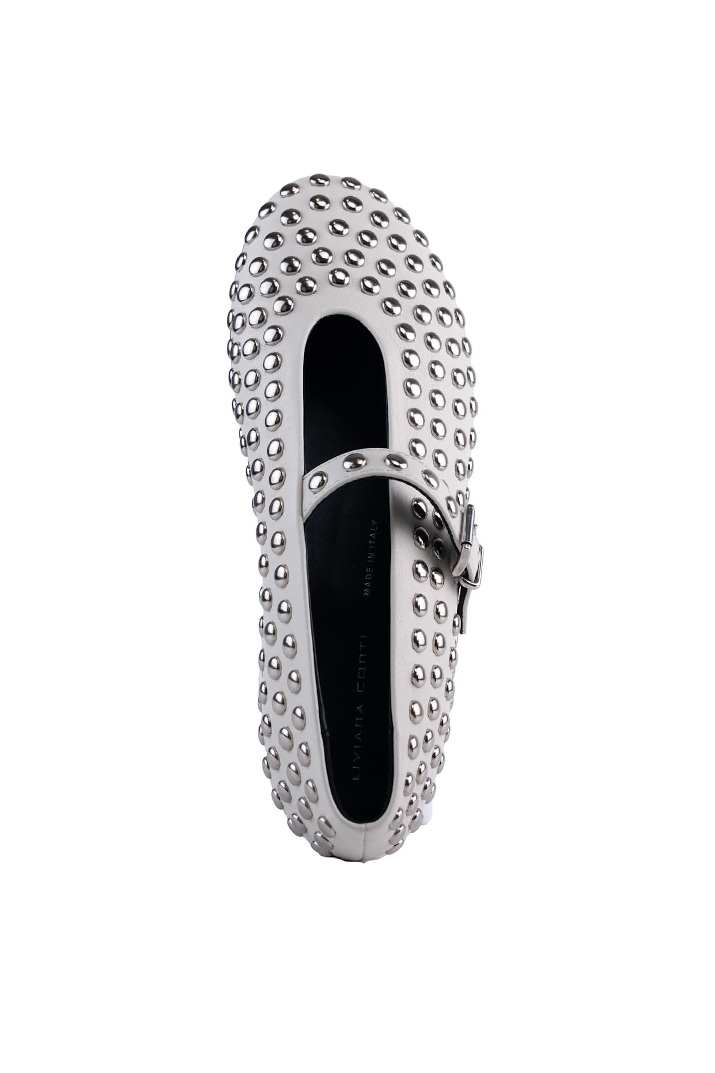 Liviana Conti Leather Ballet Flats With Studs In Ceramica