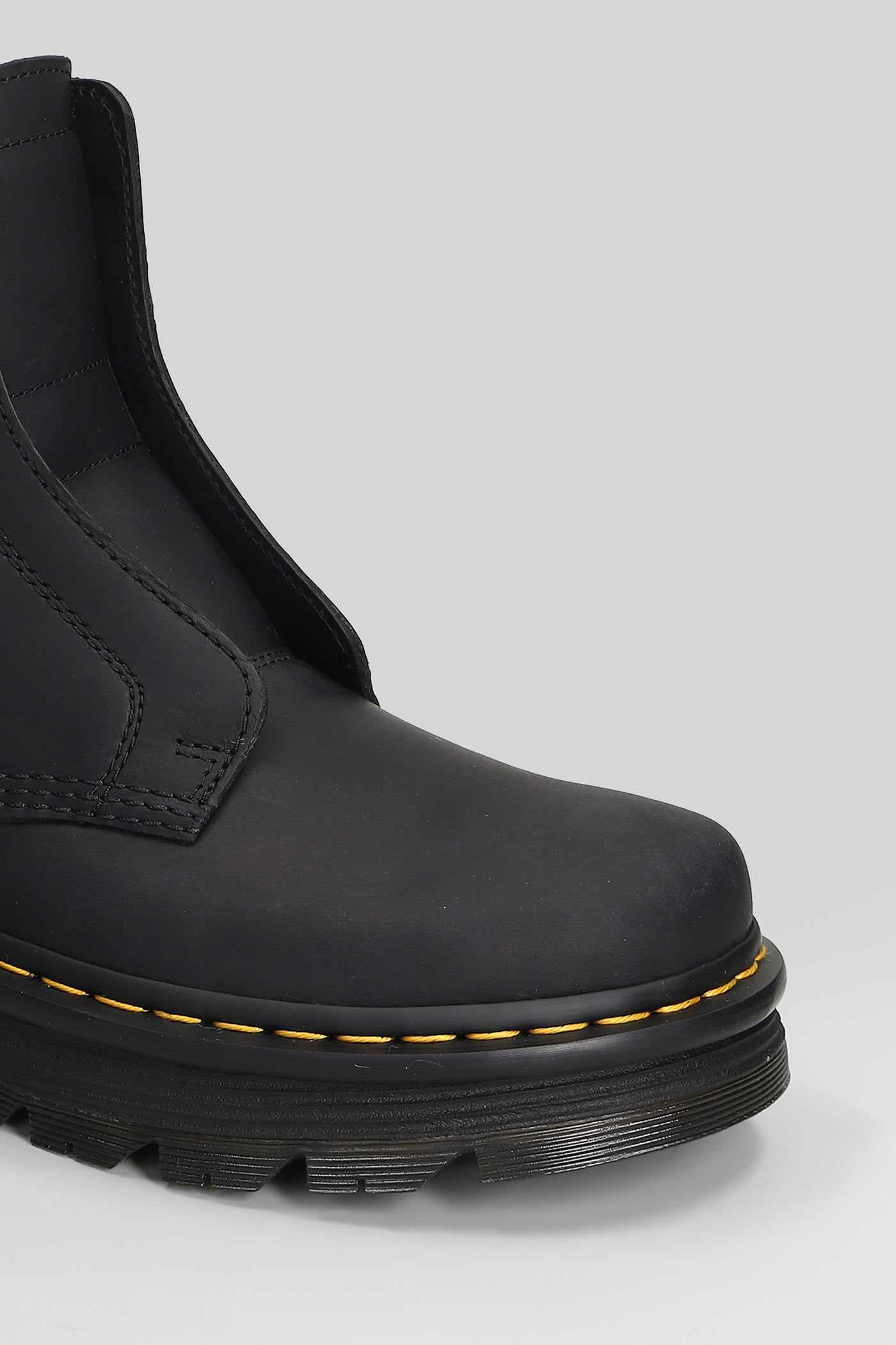 Dr. Martens Zebzag Lace Less Combat Boots In Black Leather In Black