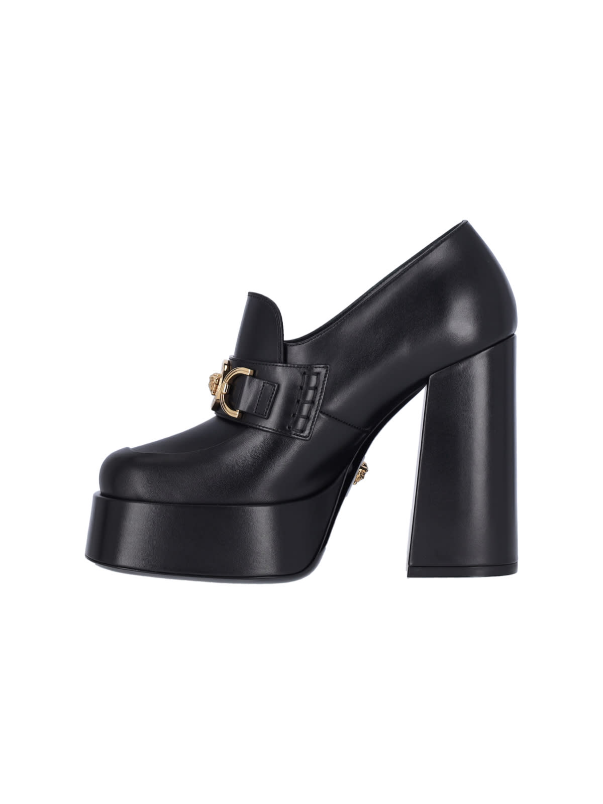 Shop Versace Medusa Platform Loafers In Black