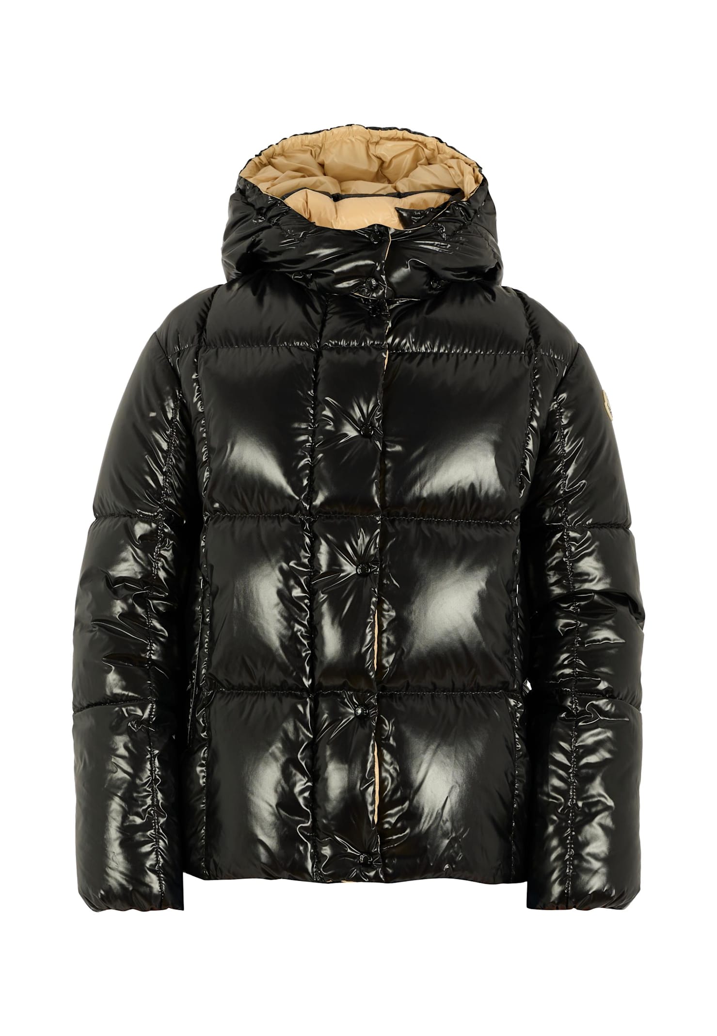Moncler Black Parana Down Jacket For Girl With Logo In Black