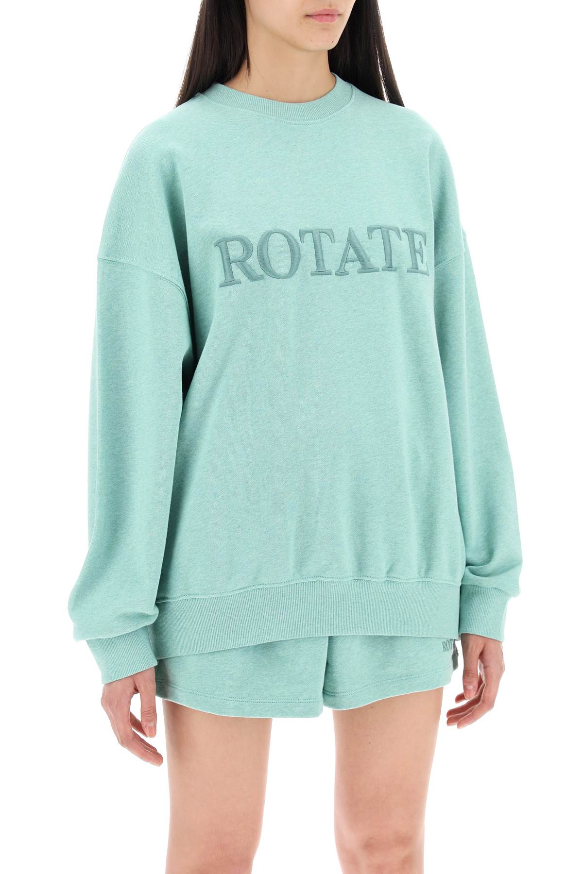 Shop Rotate Birger Christensen Logo Crewneck Sweatshirt In Granite Green