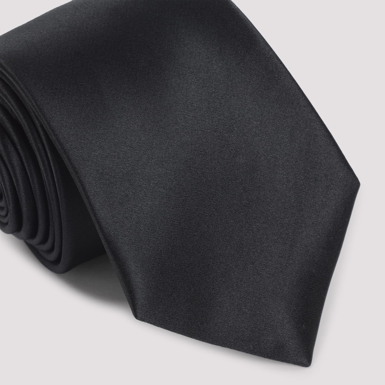 Saint Laurent Satin Tie Loop Back Silk Finish In Black