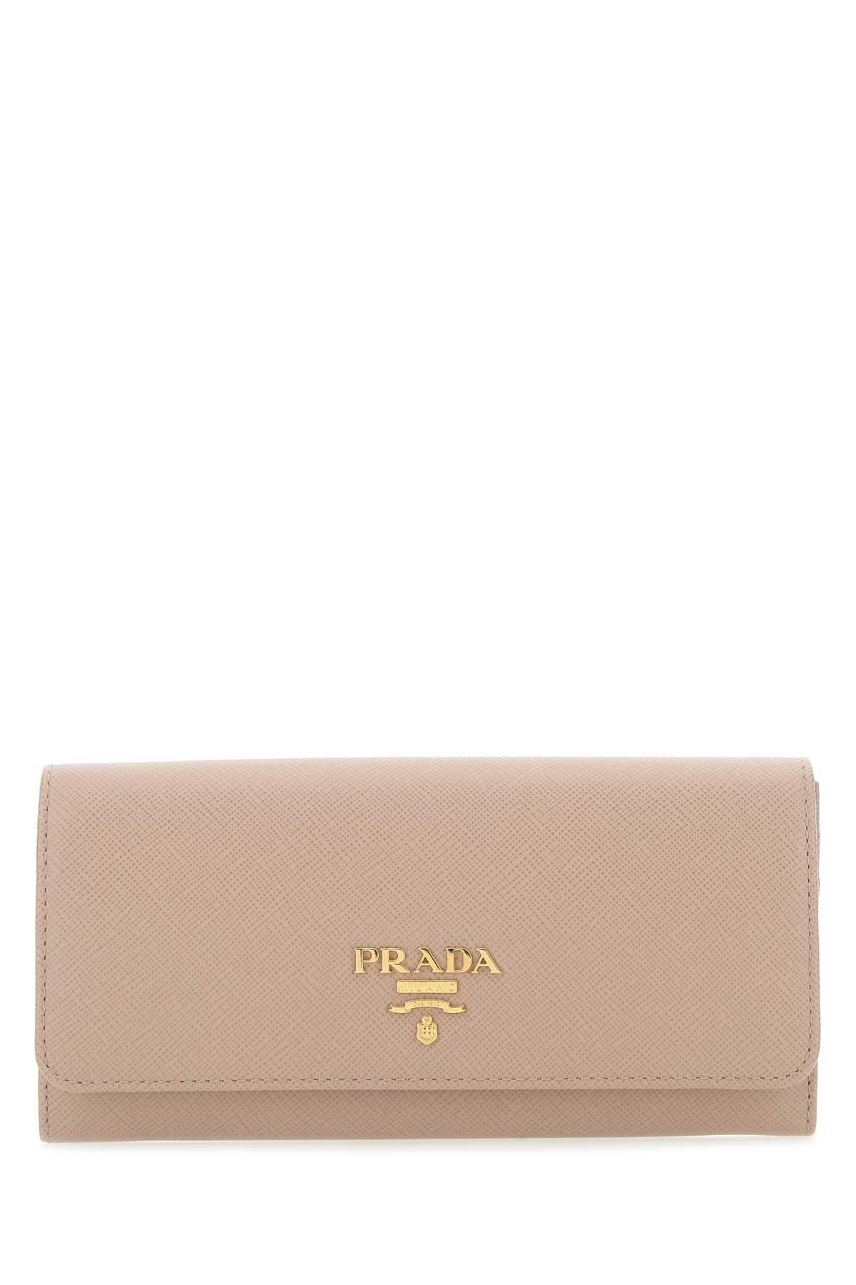 Shop Prada Powder Pink Leather Wallet In F0236