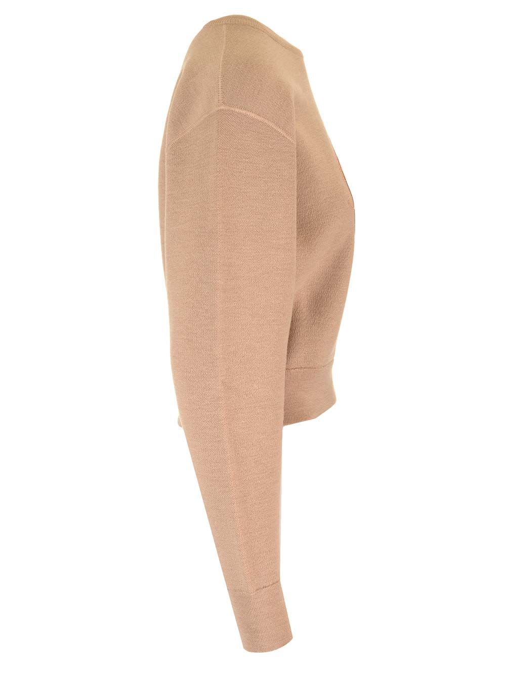 Shop Chloé Cropped Pullover With Logo In Beige