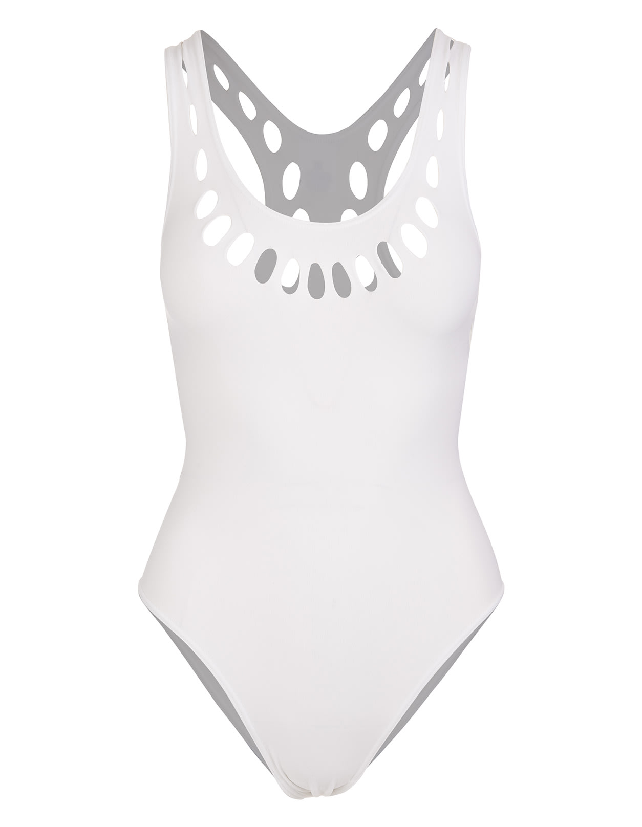 Alaïa Woman White Onepiece Swimsuit With Cutout Details In Blanc