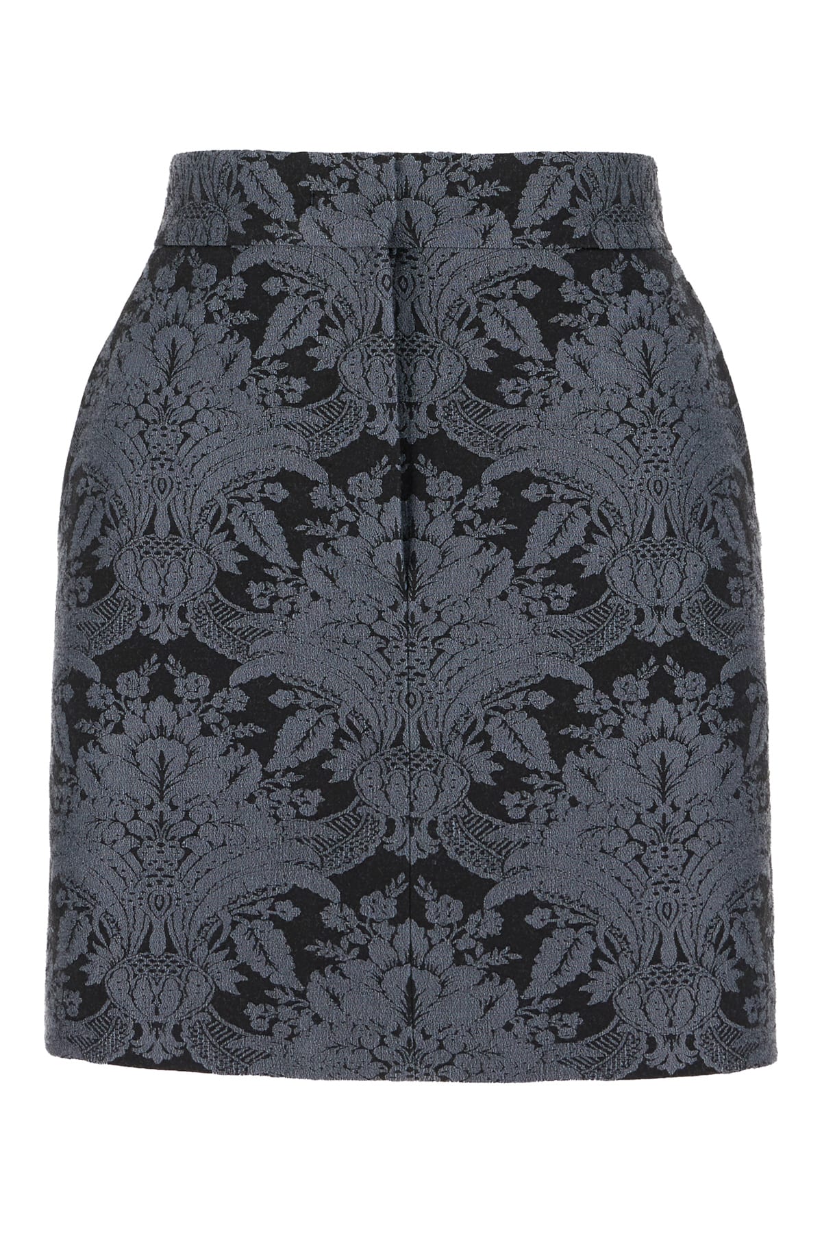 Max Mara Embroidered Wool Blend Mini Skirt In Acqua Nero