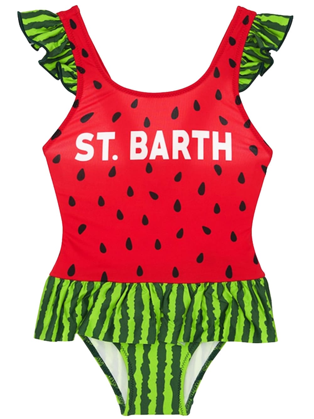 MC2 Saint Barth Watermelon Print With Girls One Piece Swimsuit With Ruffle