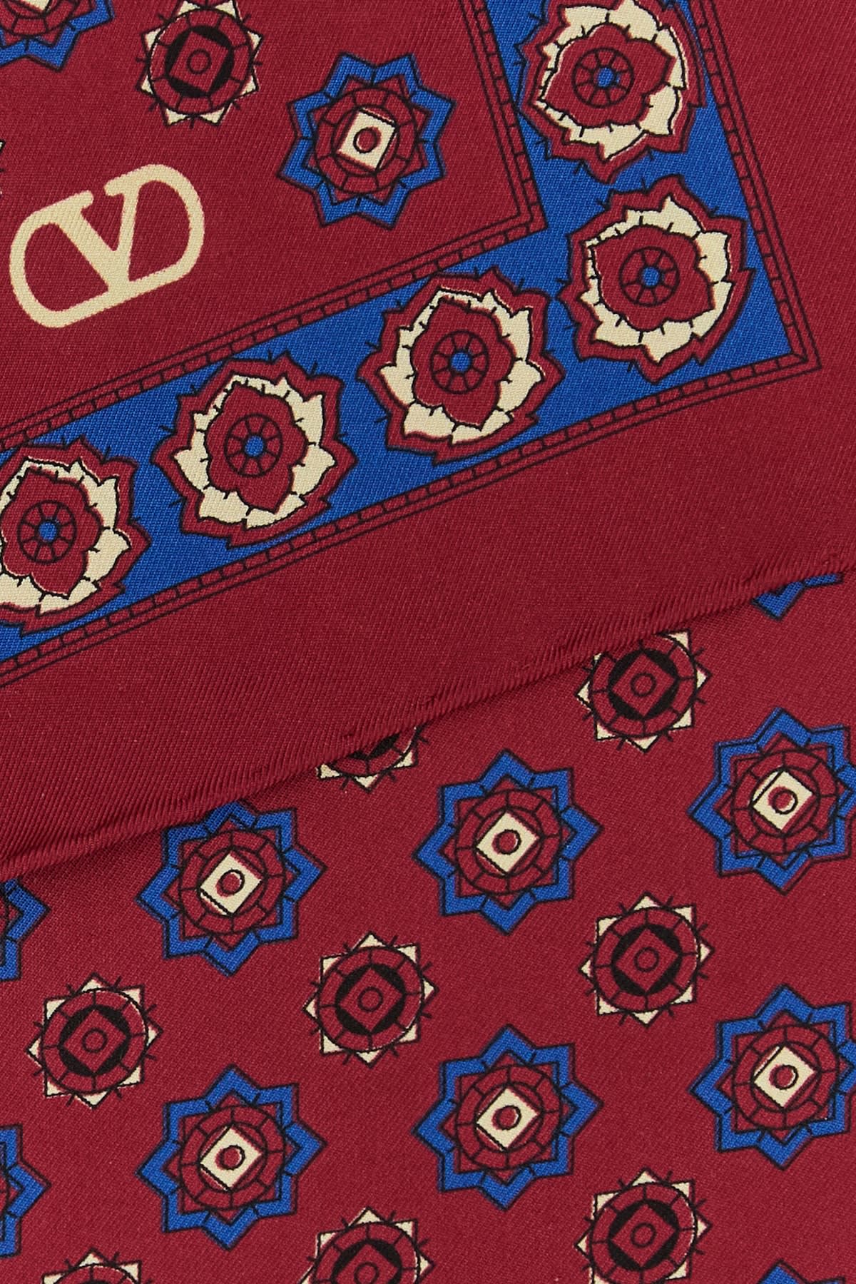 Valentino Silk Scarf In Bordeaux/bluette/beige