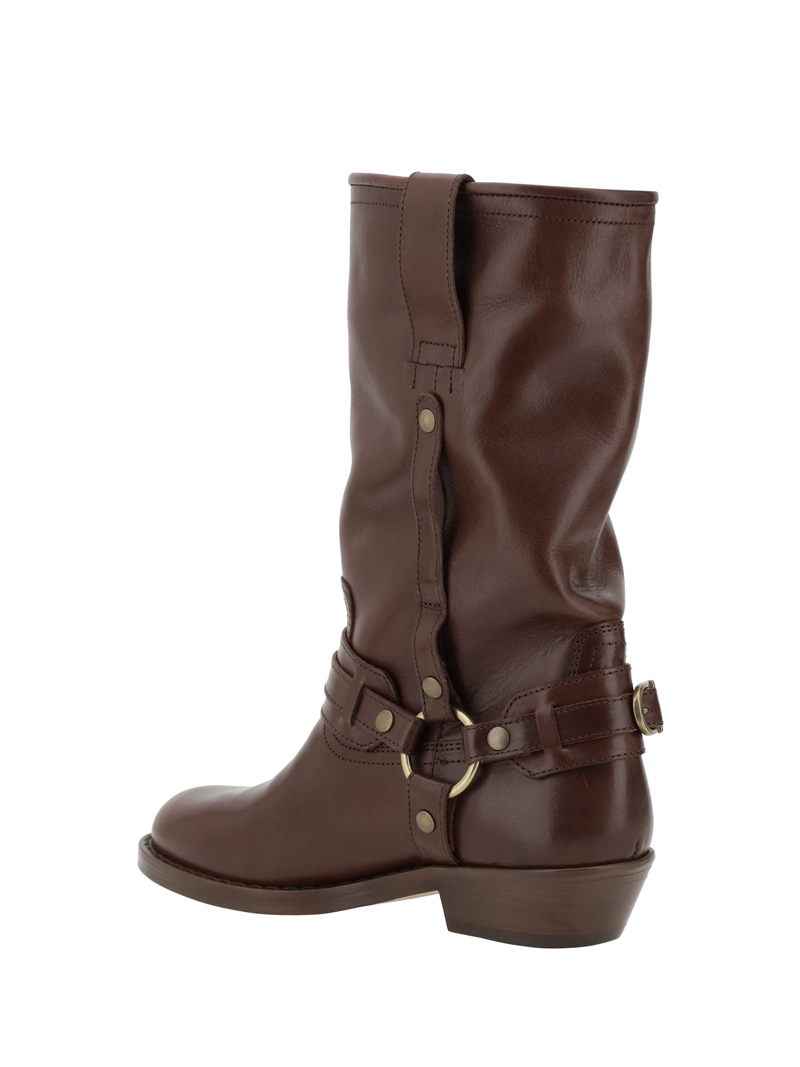 Isabel Marant 'heiko' Brown Ankle Boots With Buckle And Stud Embellishments In Brown