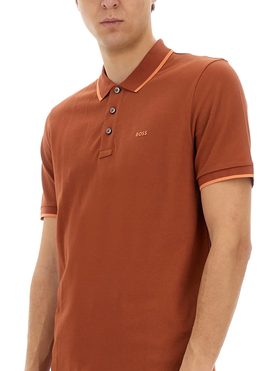 Hugo Boss Buttoned Polo Shirt In Orange