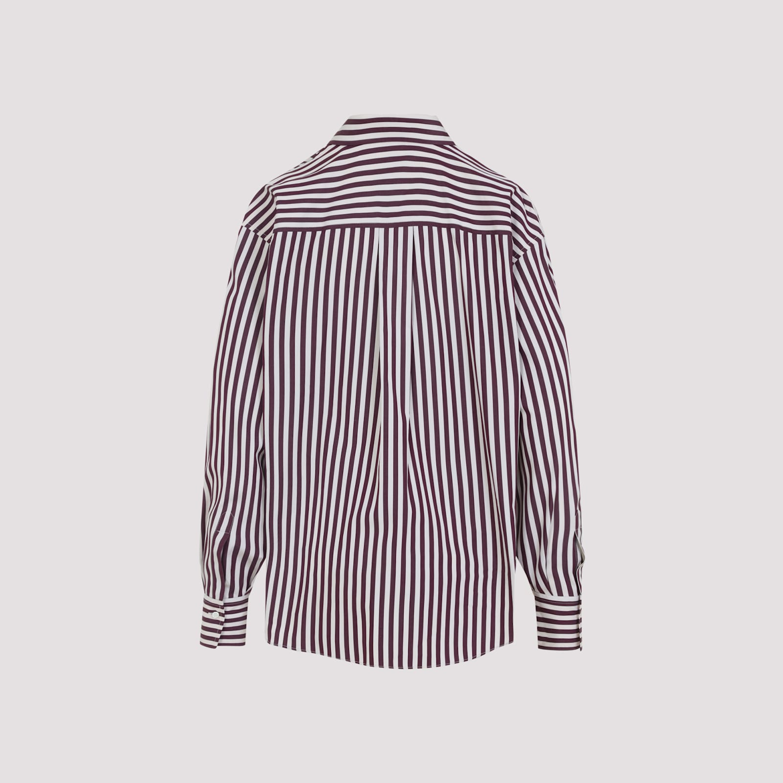 Brunello Cucinelli Logo Striped Long-sleeved Shirt In Purple
