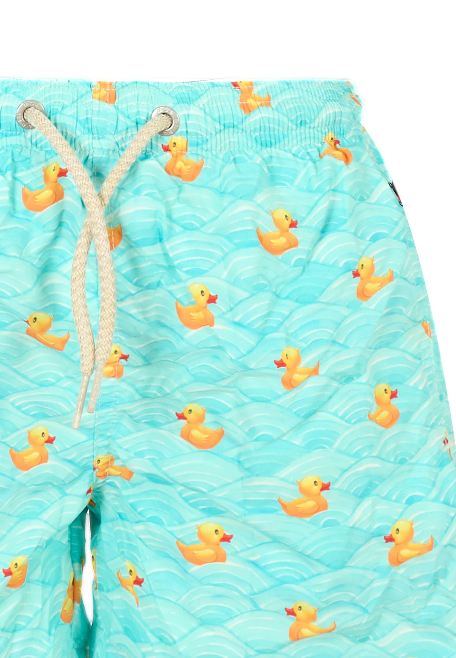 Mc2 Saint Barth Light Blue Beach Boxer For Boy With Logo In Multi