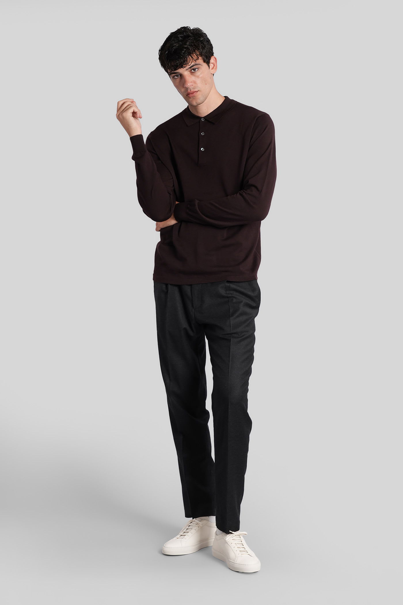 Aspesi M197 Polo In Brown Wool In Brown