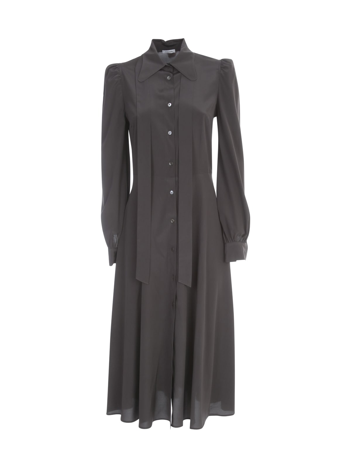 Parosh Silk Longuette Dress L/s W/knot On Neck