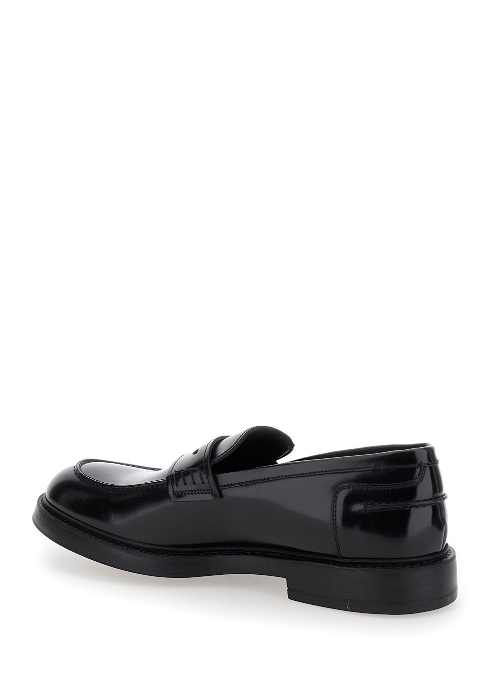 Shop Doucal's Adler Black Slip-on Loafers In Smooth Leather Man In Nero