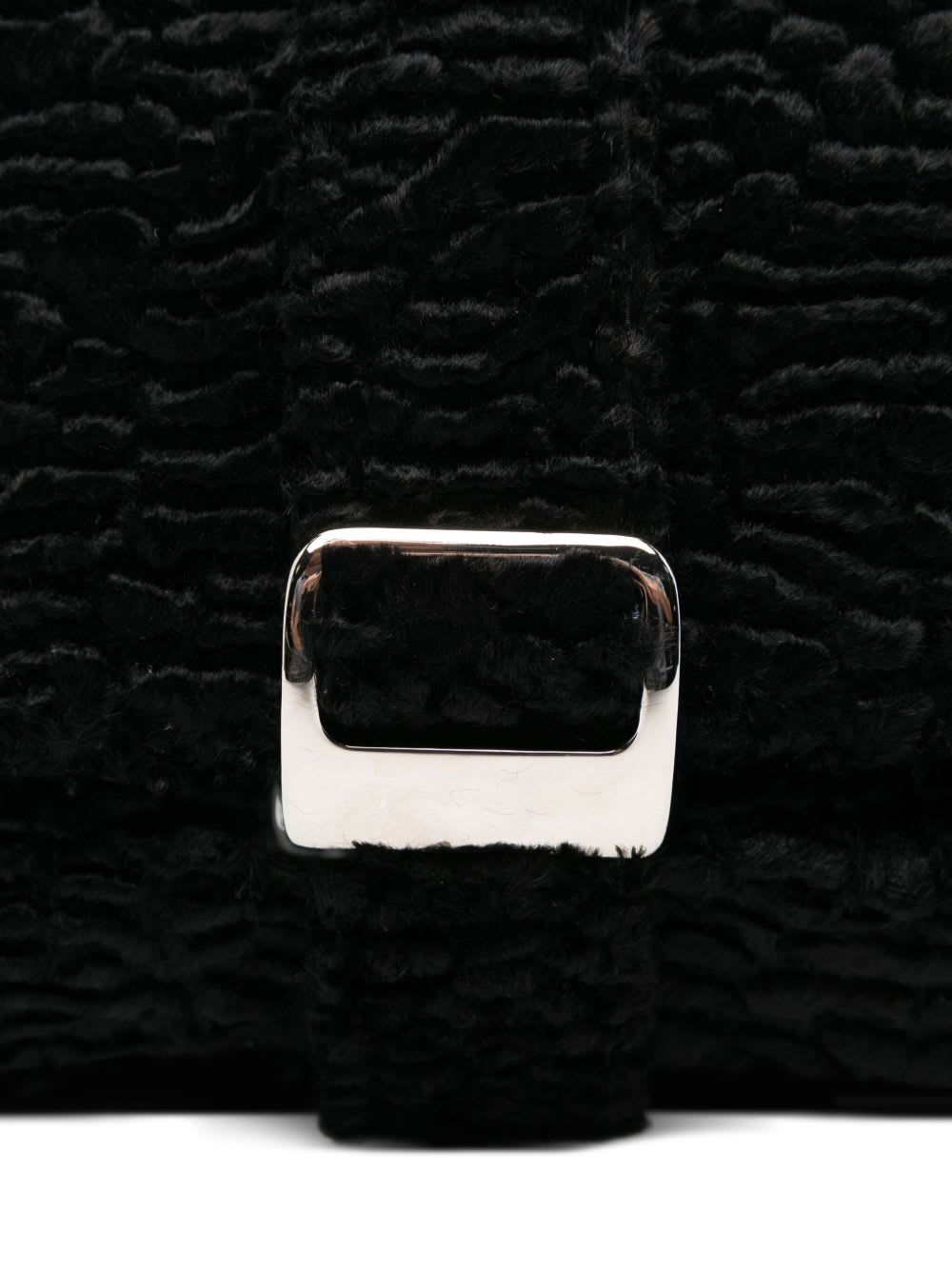 La Milanesa Rectangular Textured Shoulder Bag With Top Handle In Black