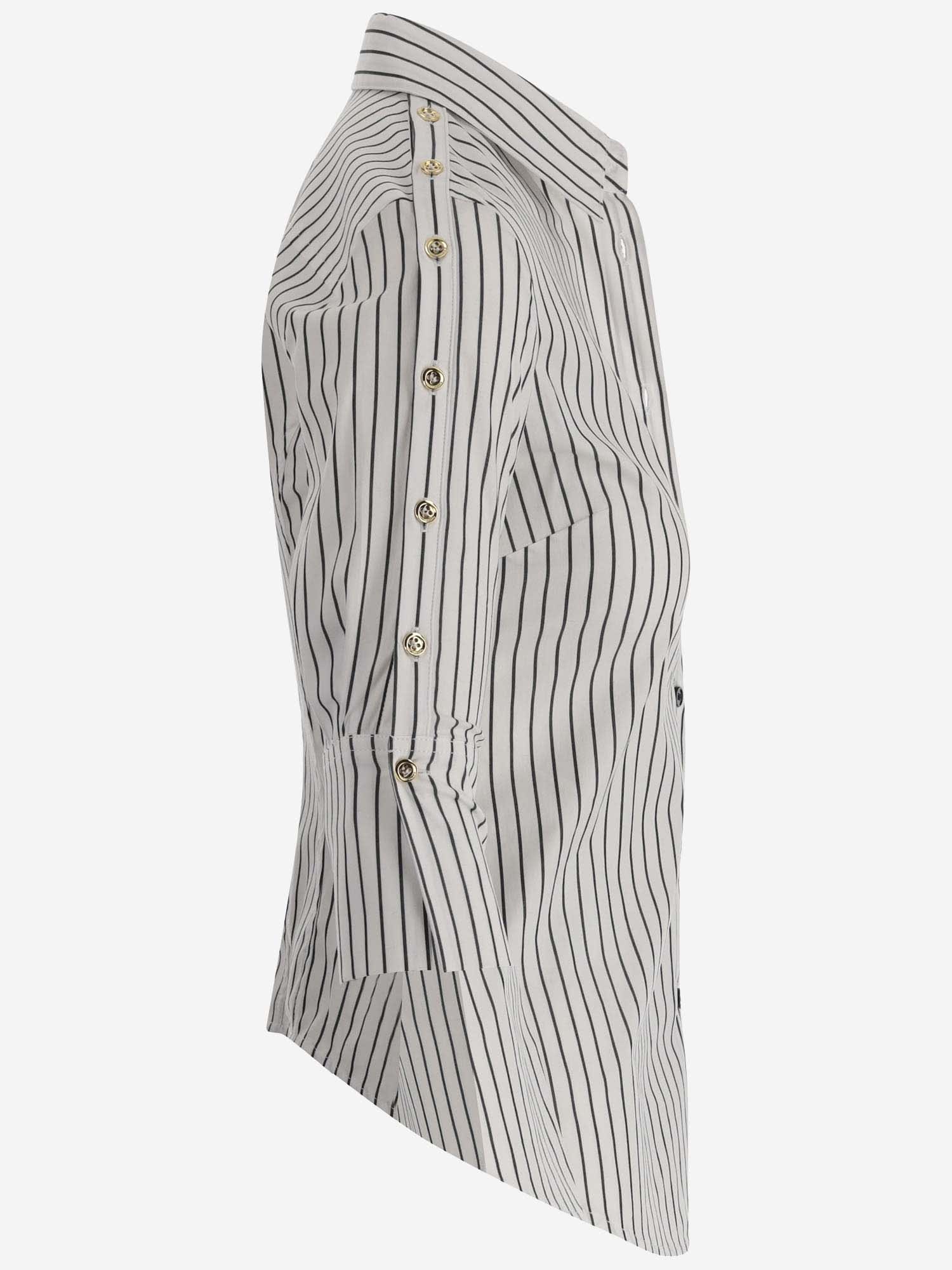 Shop Pinko Striped Cotton Blend Shirt In Bianco/nero