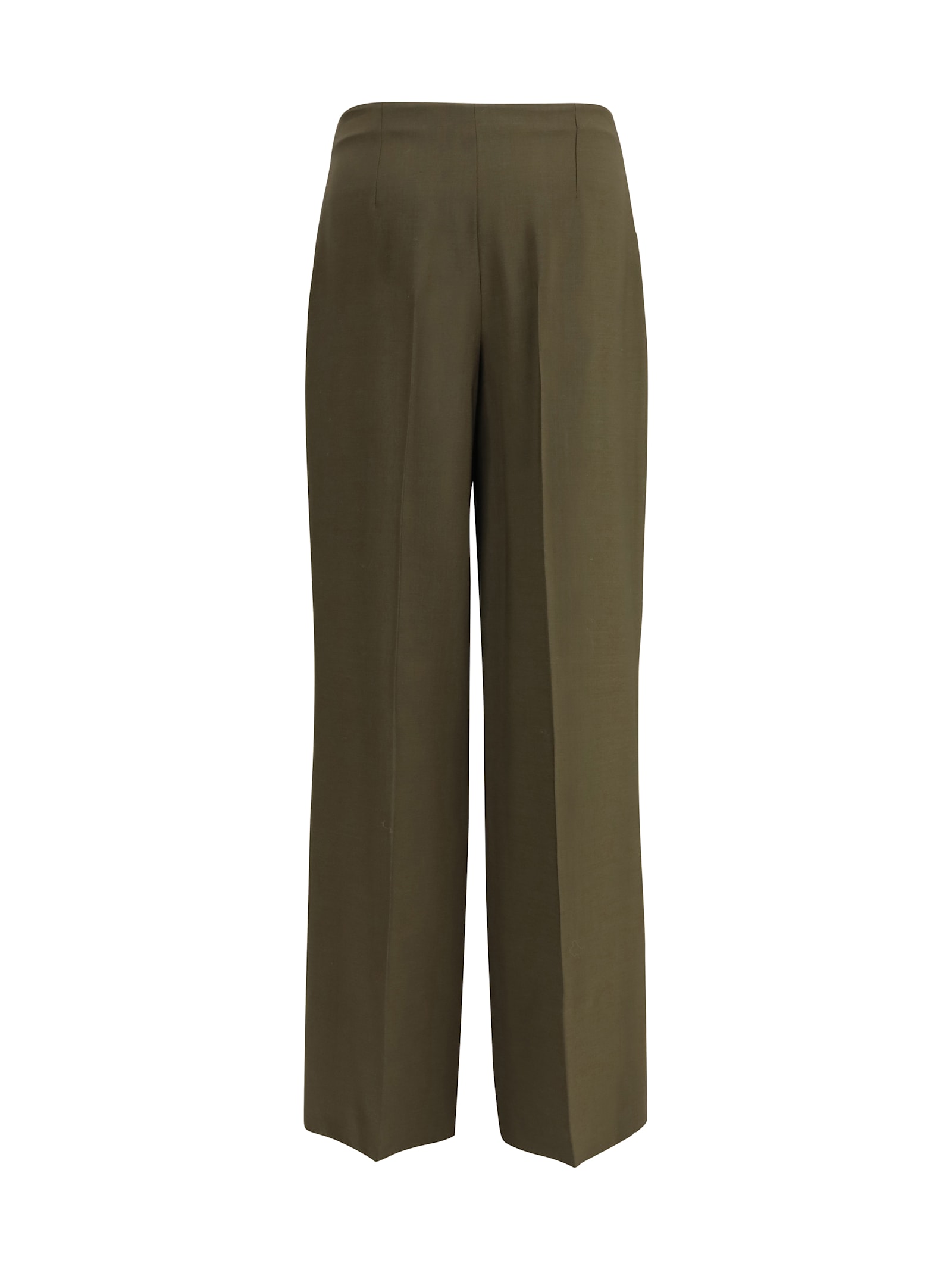 Fendi Women Green Pants With Front Pences And Wide Leg In Wool Woman In Green