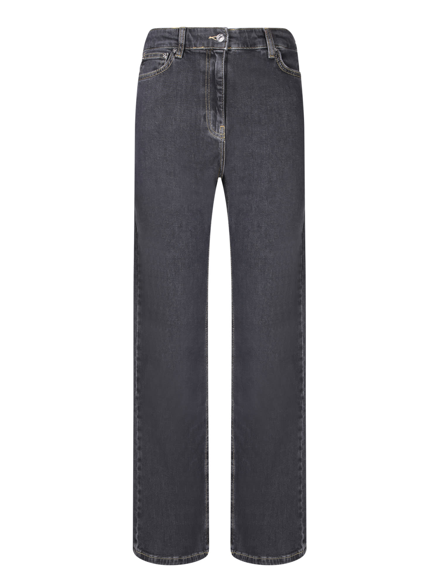 Shop Moschino Black Straight Denim Jeans