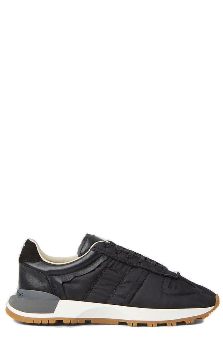 Shop Maison Margiela Panelled Lace-up Sneakers In Black