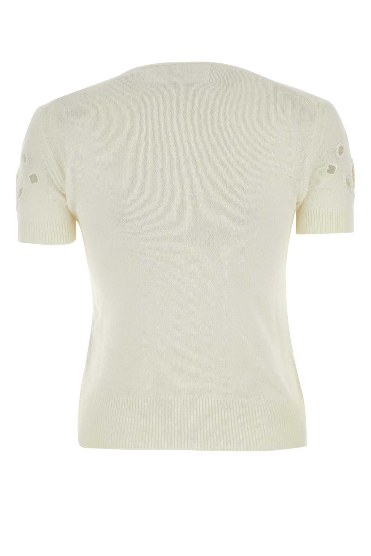 Shop Ermanno Scervino Ivory Cashmere Sweater In White