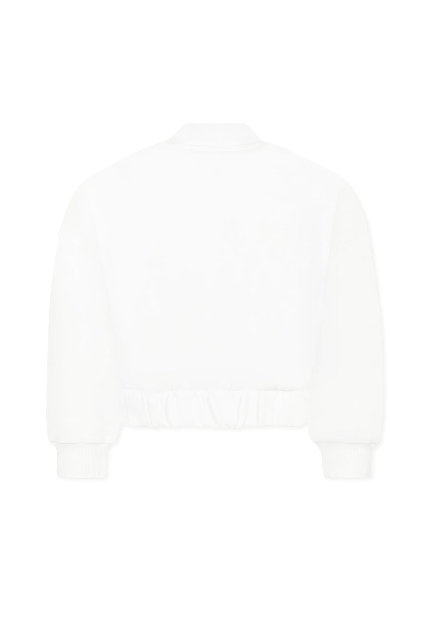 Dkny White Bomber Jacket For Girl With Logo In White