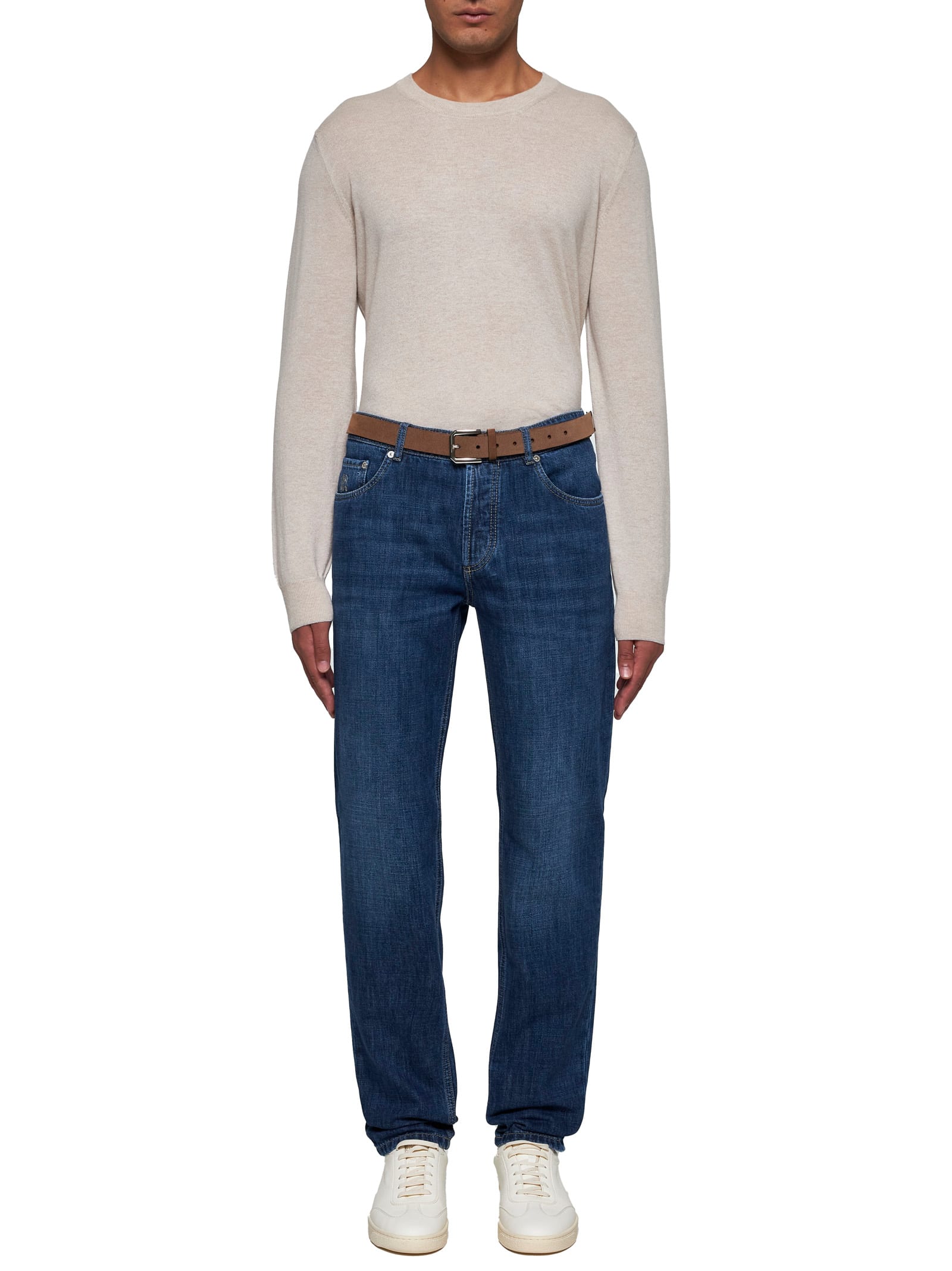 Shop Brunello Cucinelli Sweater In Sabbia+ciottolo