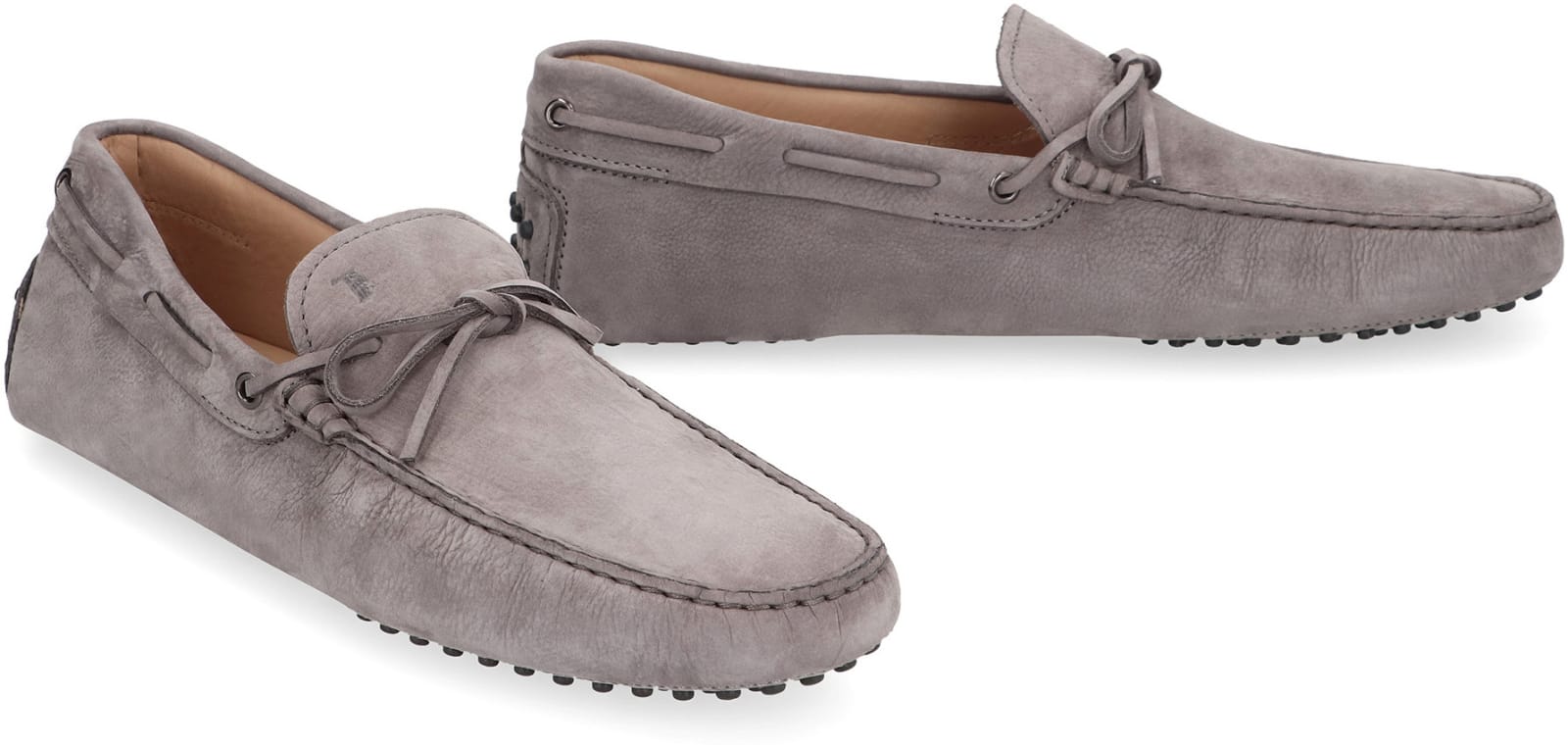 Shop Tod's Suede Loafers In Grey