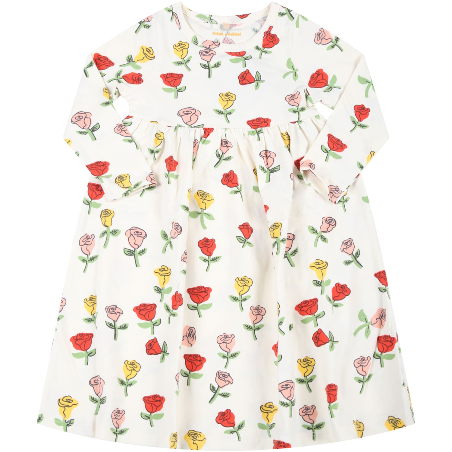 Mini Rodini Ivory Dress For Baby Girl With Roses