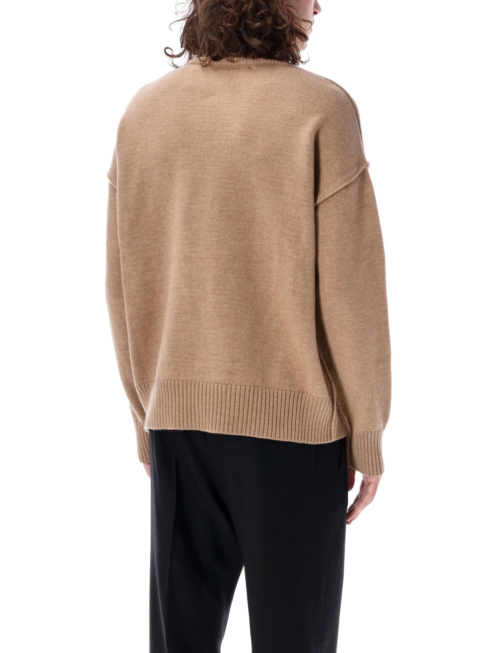 Shop Ami Alexandre Mattiussi Red Adc Sweater In Camel Red