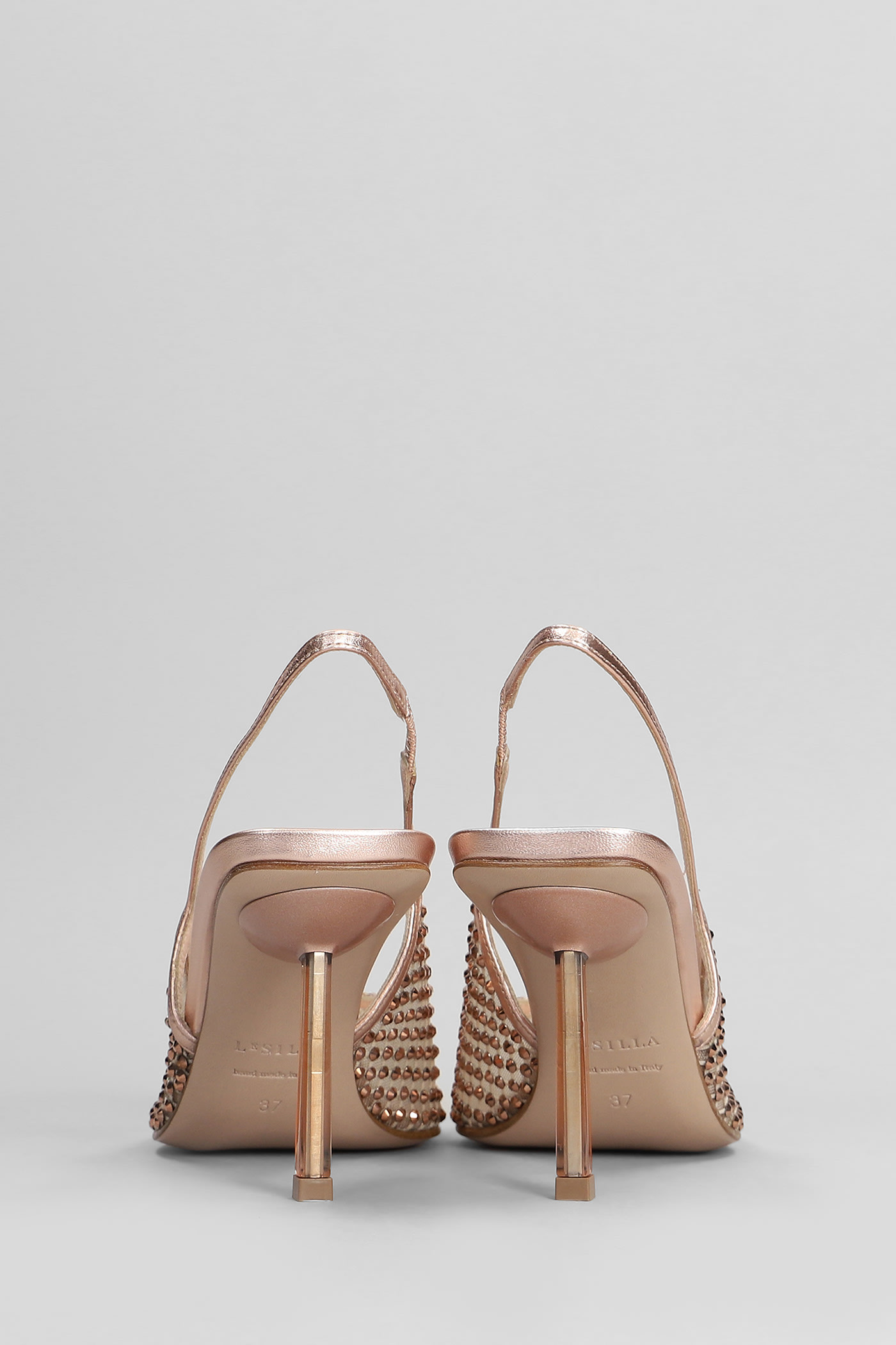 Le Silla Mesh Gilda Pumps Featuring Embellished Design In Copper