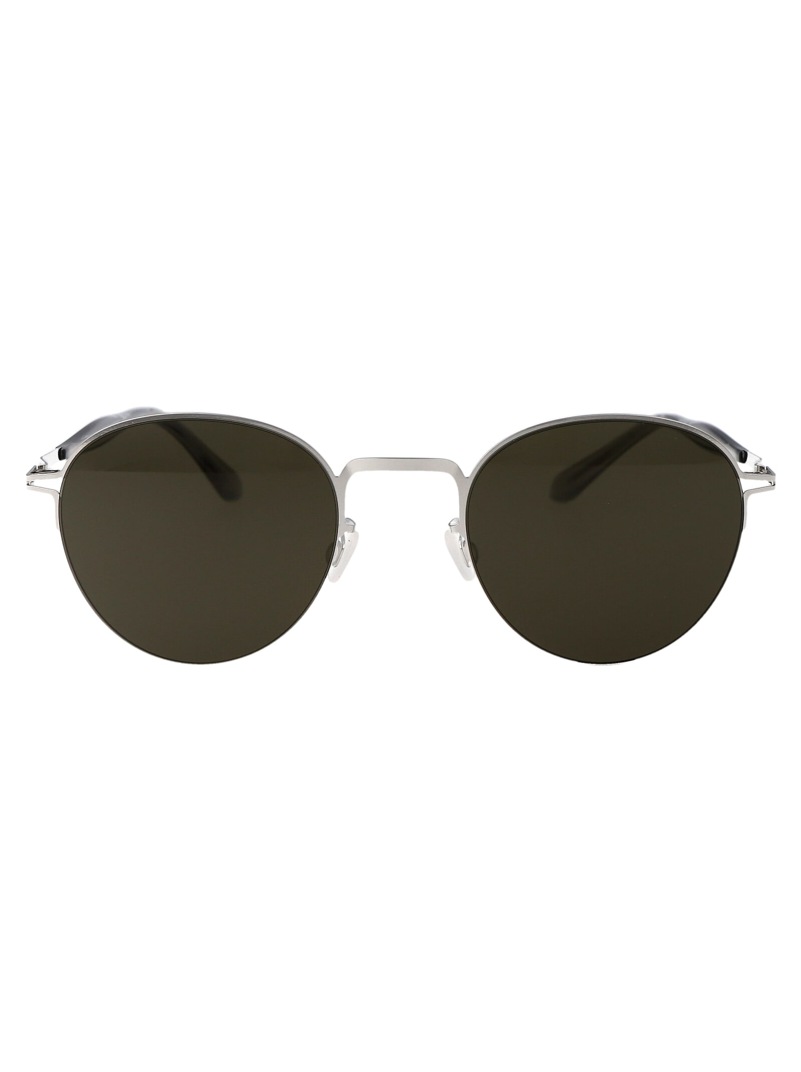 Mykita Shiny Silver Raw Green Solid Steel Sunglasses In Metallic