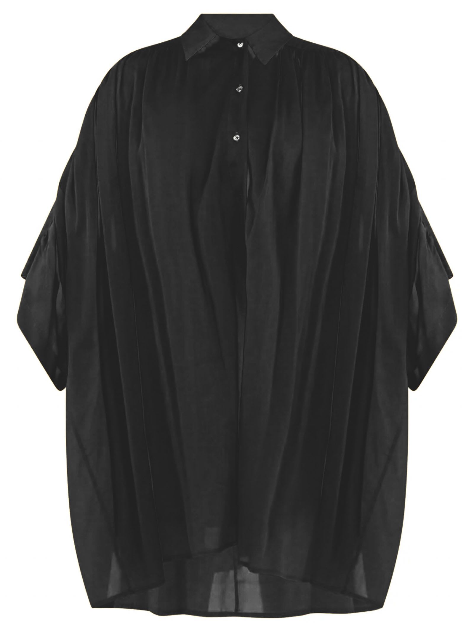 Shop Semicouture Black Cotton And Silk Blend Over Dress