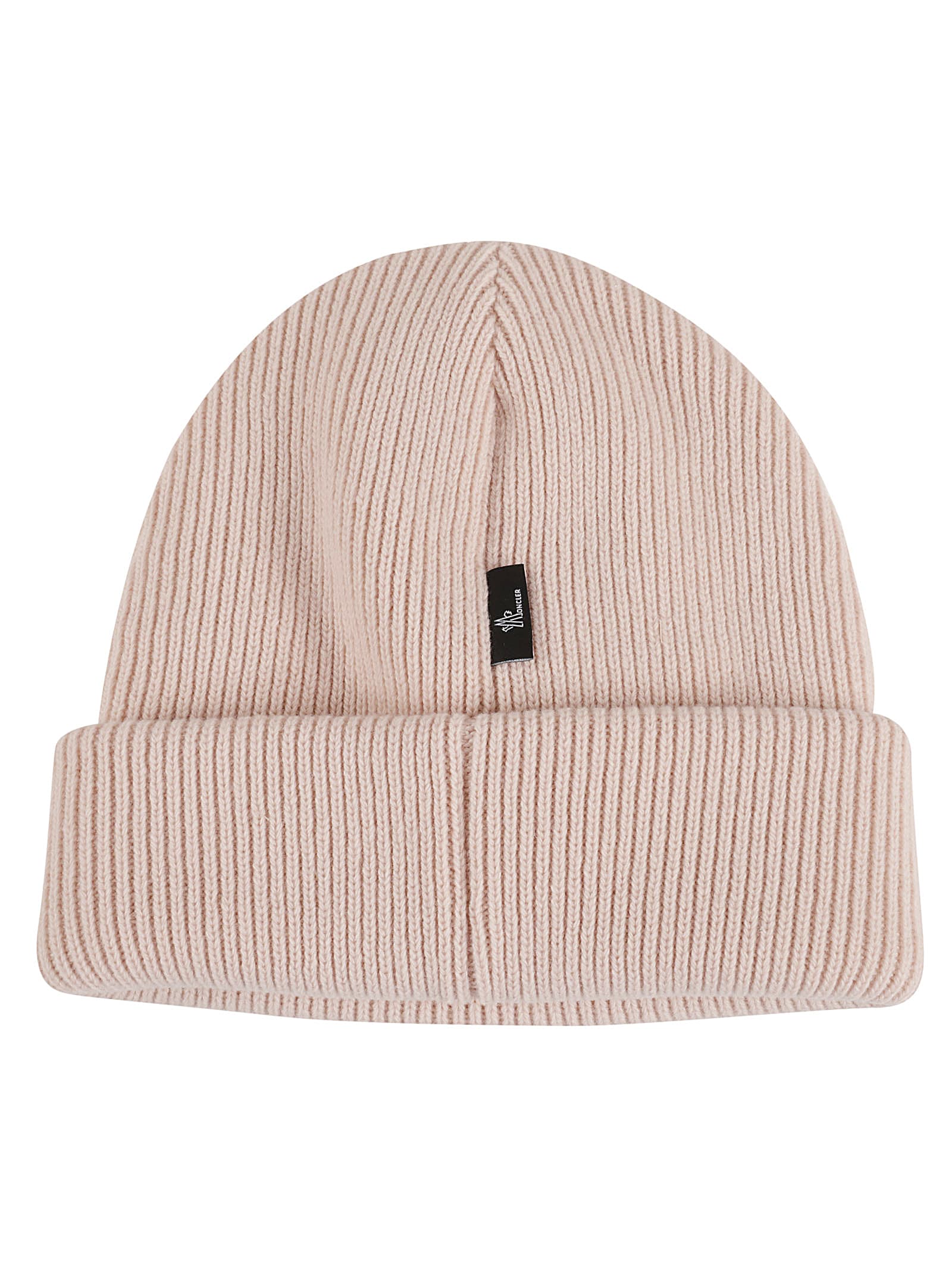 Shop Moncler Logo Ribbed Beanie In Pink