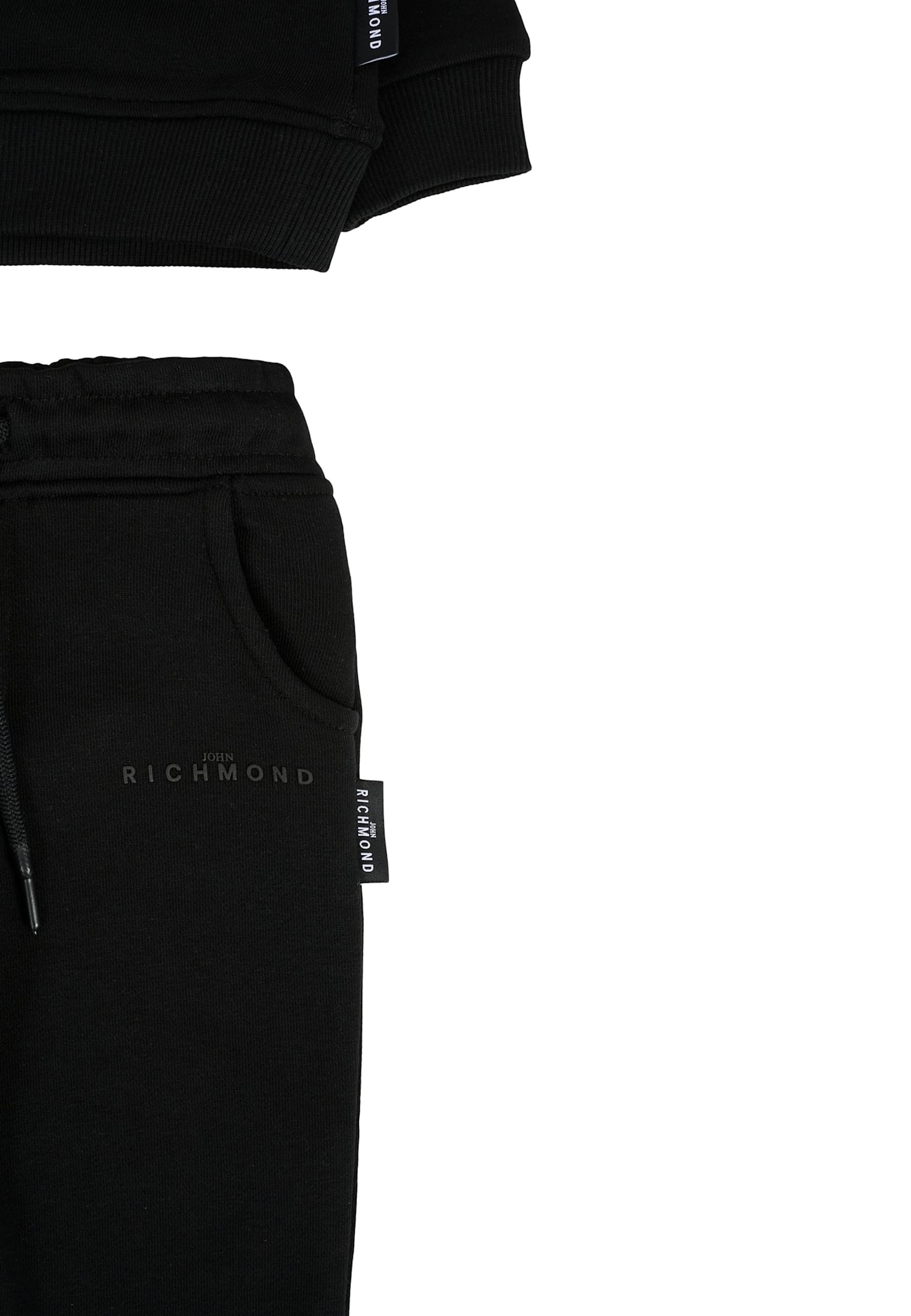Richmond Black Suit For Baby Girl With Logo In Black