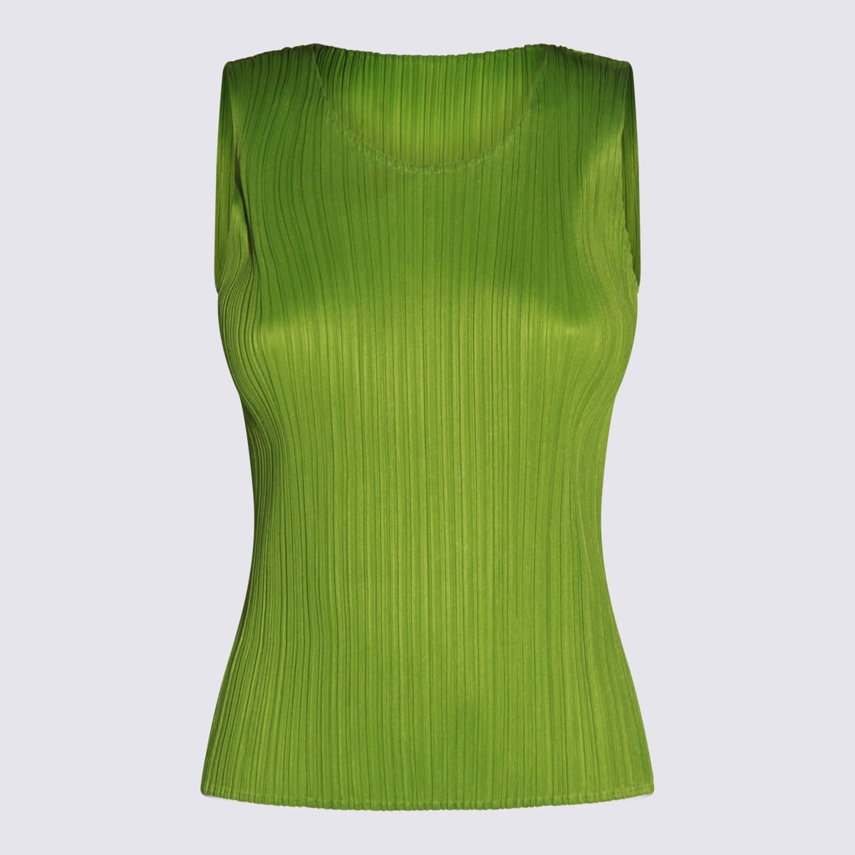 Issey Miyake Pleated Sleeveless Top In Green