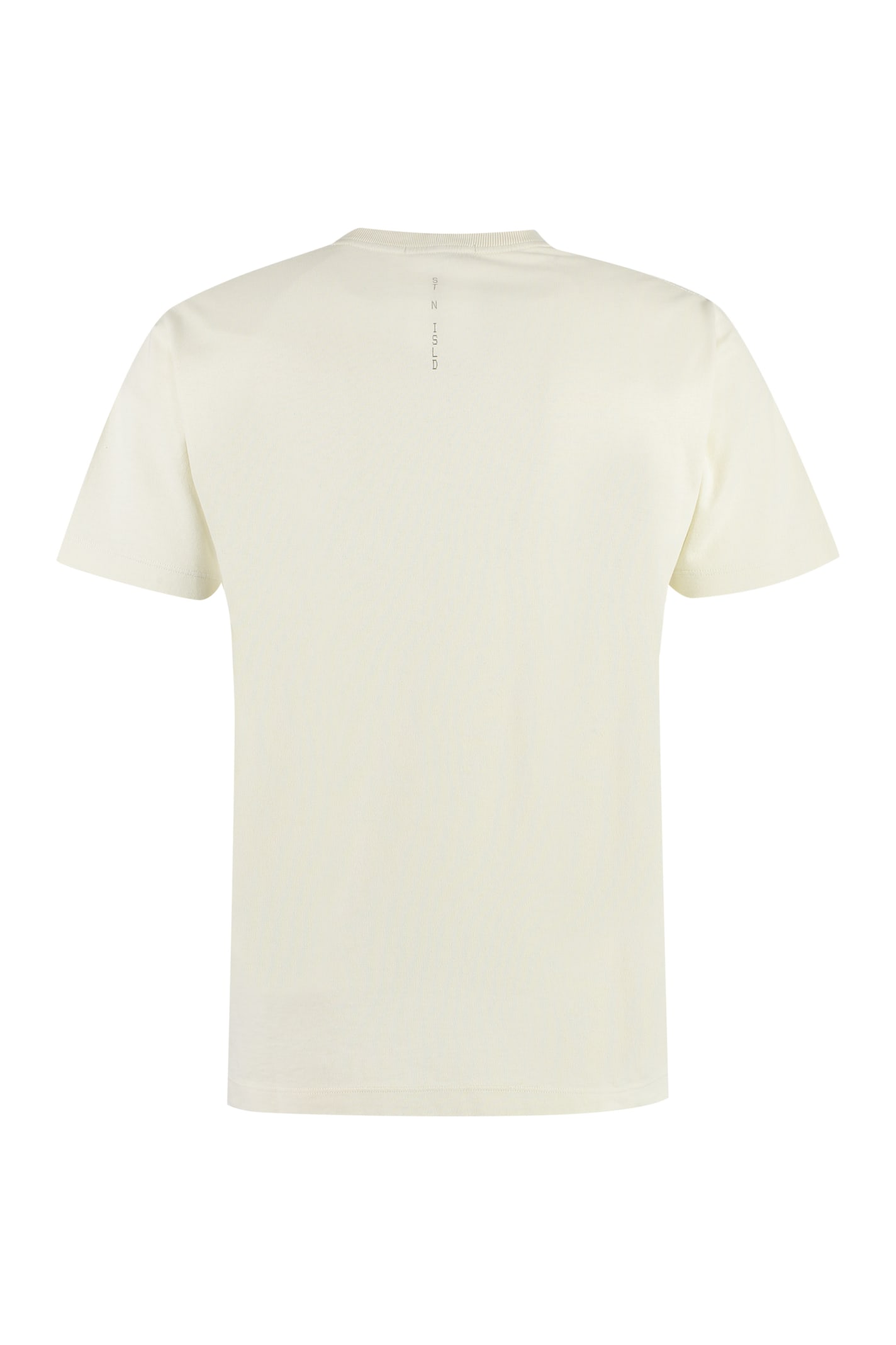 Shop Stone Island Cotton Crew-neck T-shirt In Ivory