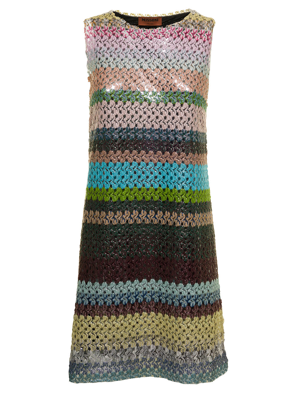 Missoni Womans Multicolor Crochet Fabric Dress