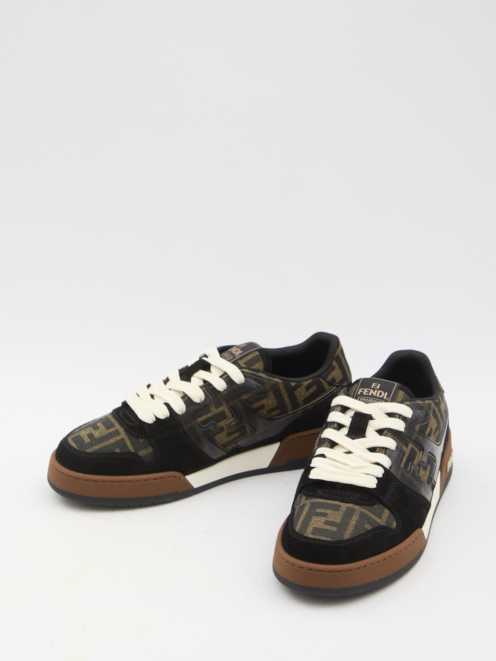 Shop Fendi Match Sneakers In Beige