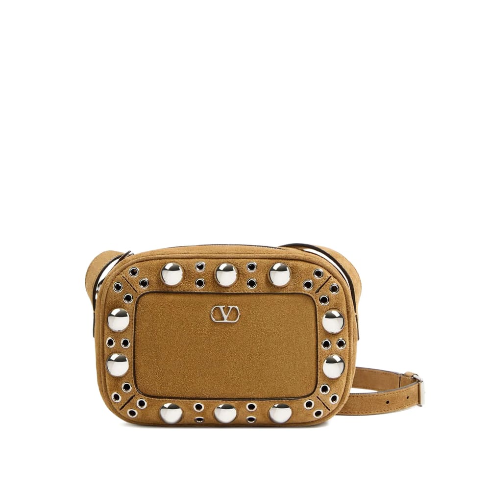 Valentino Nellcote Suede Crossbody In Neutral