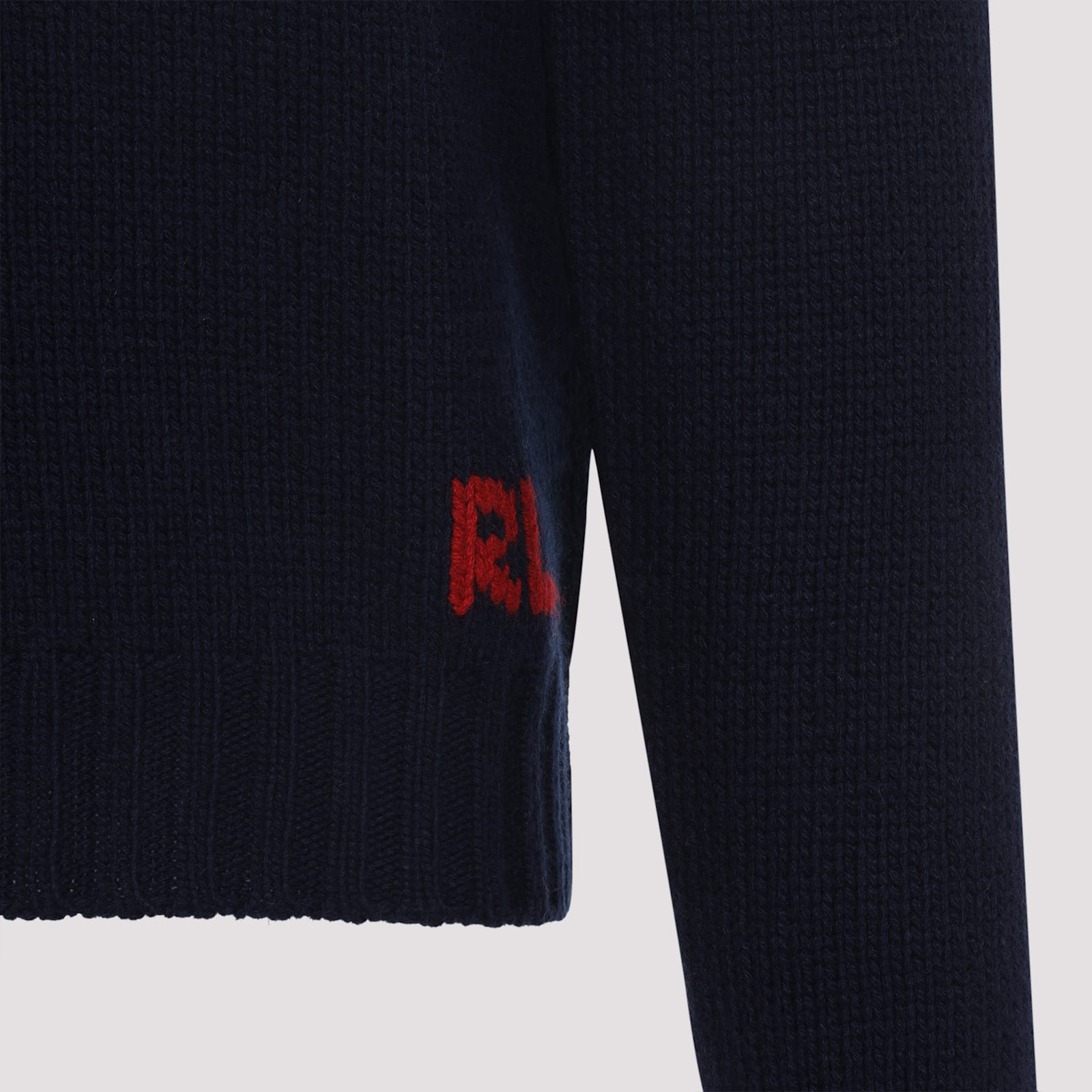 Ralph Lauren Flag Cashmere Knit Sweater In Blue
