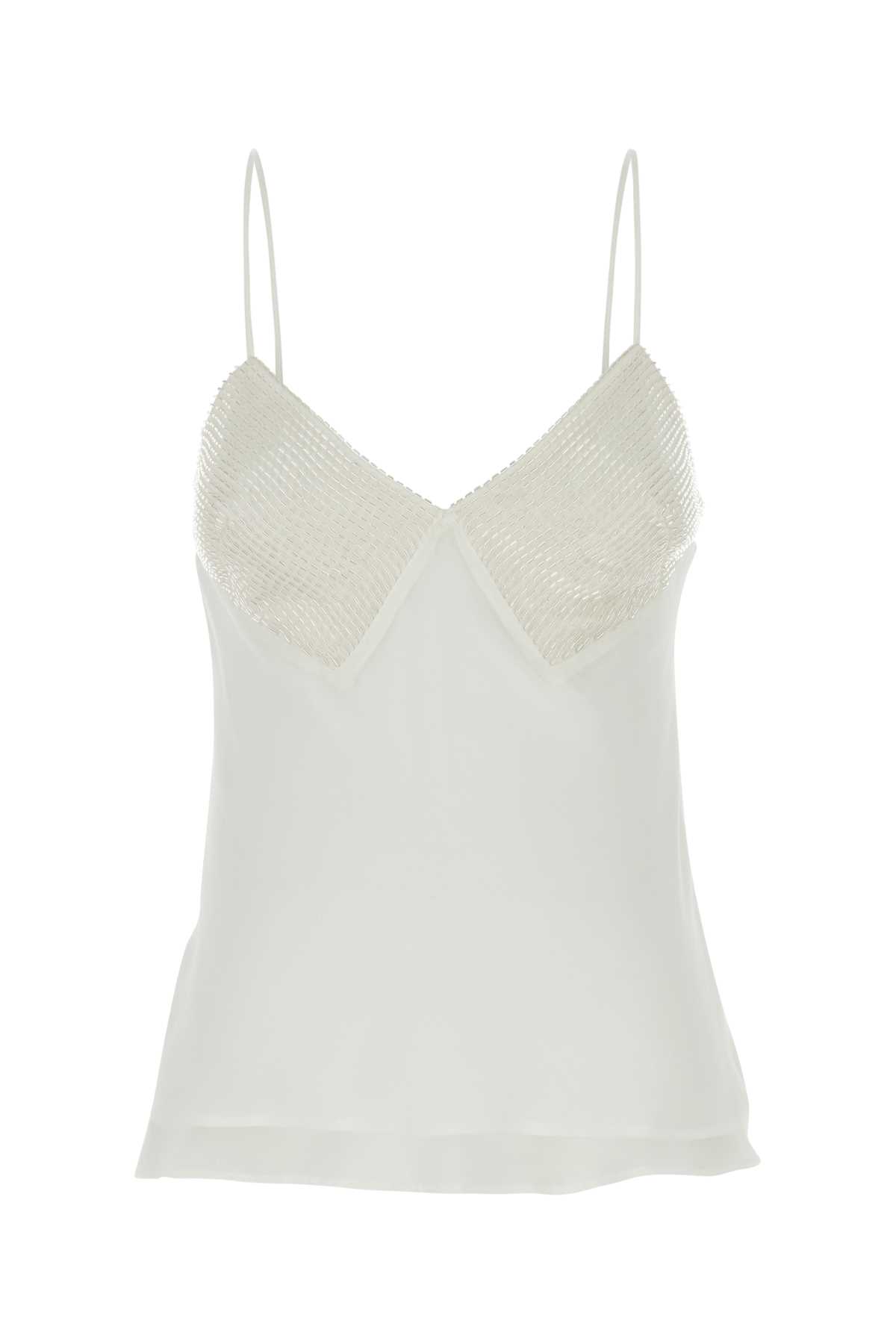 MAX MARA WHITE GEORGETTE OPACHE TOP 