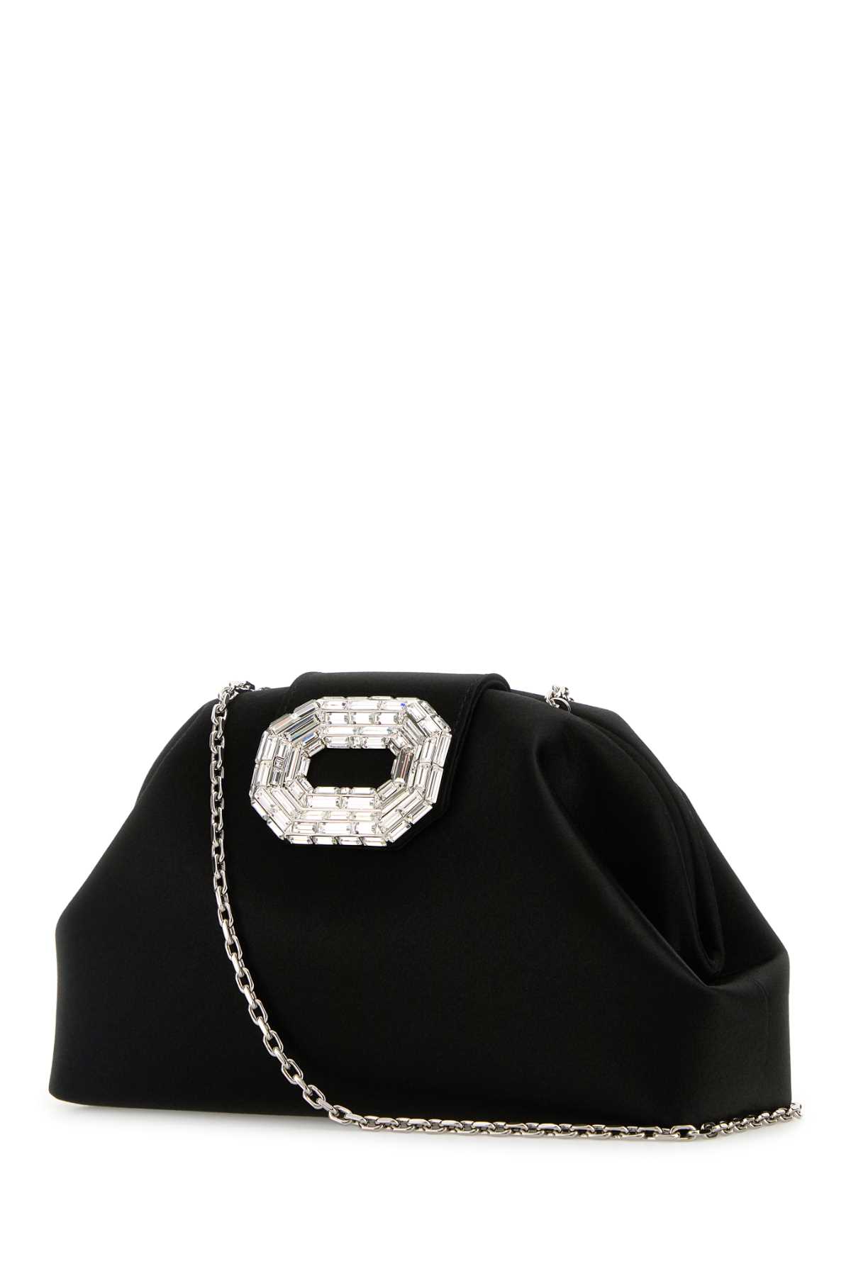 Amina Muaddi Satin Finish Shoulder Bag With Embellished Buckle