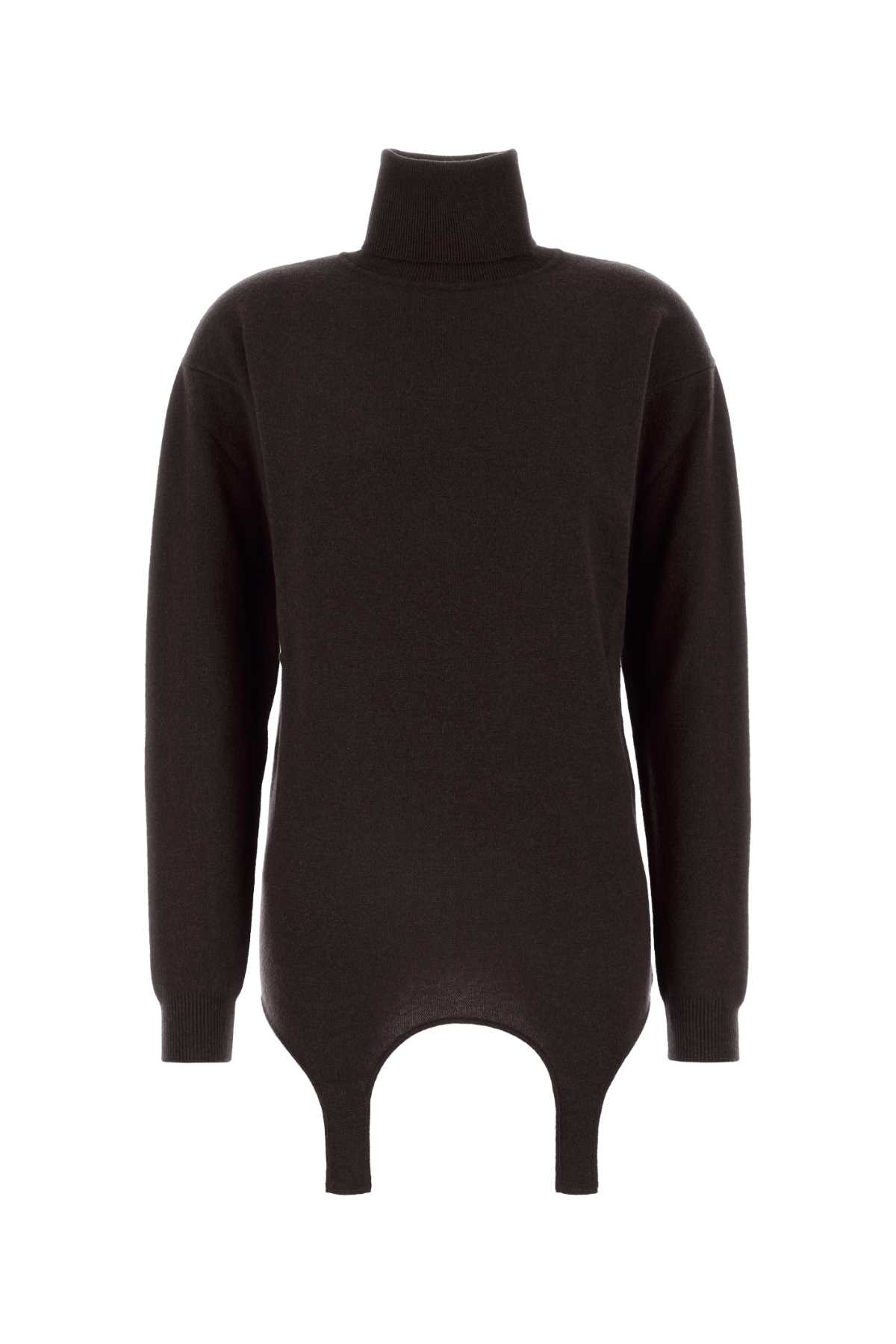 Shop Saint Laurent Dark Brown Cashmere Sweater In Ebene