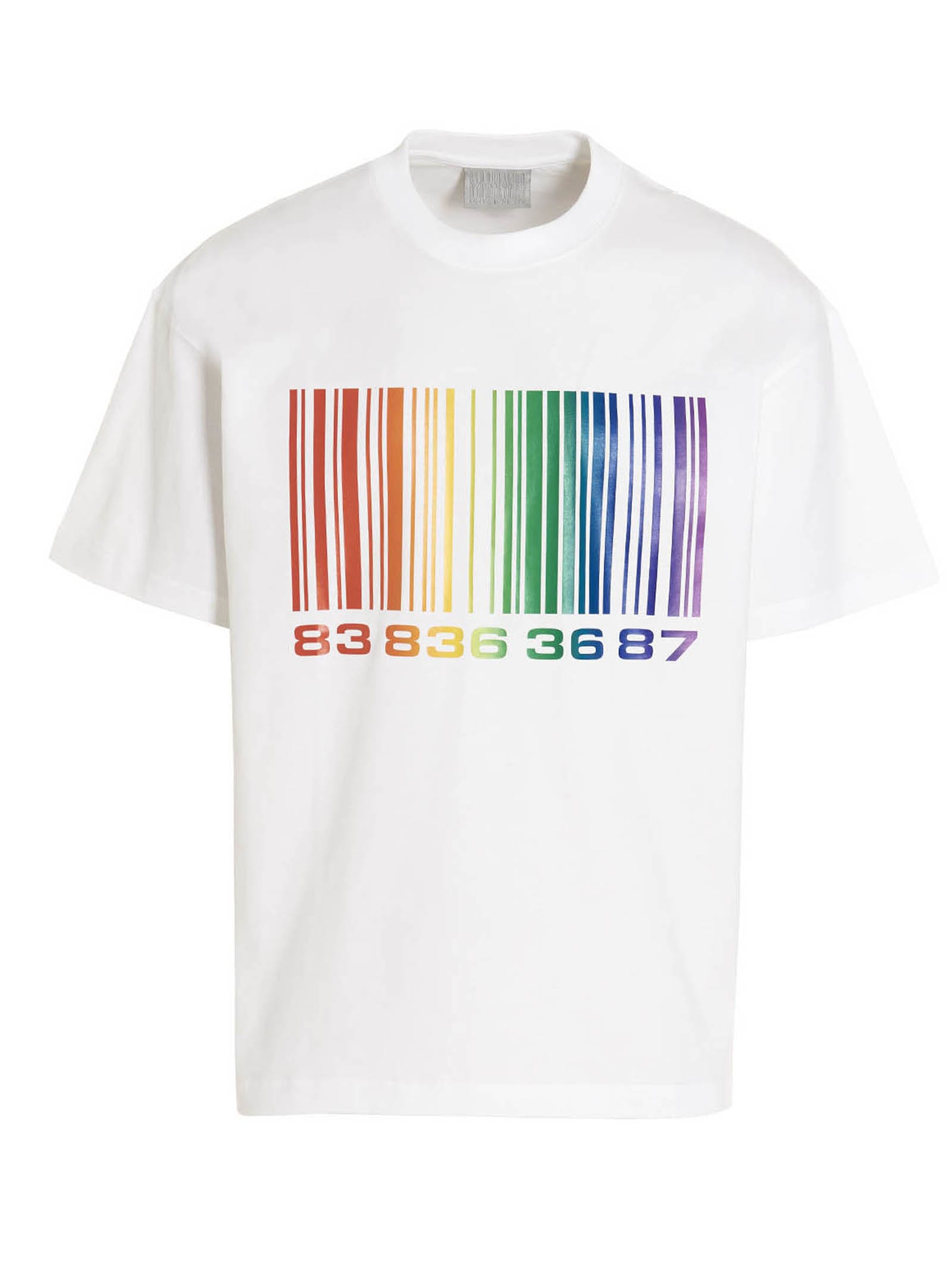 Vtmnts White Big Barcode T-shirt In White Rainbow | ModeSens