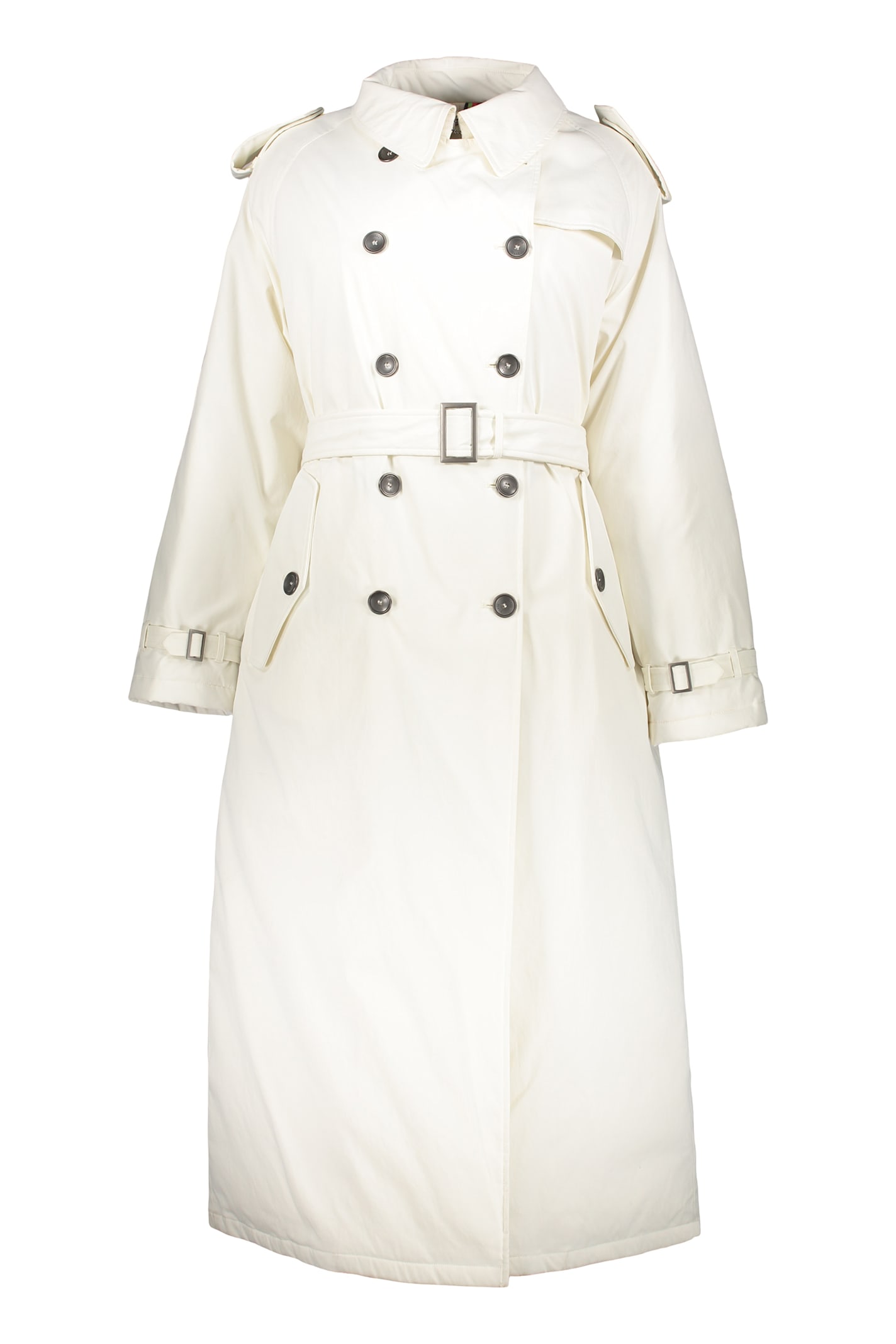 Herno Elegant Light Padded Trench Coat With Metal Buttons In White