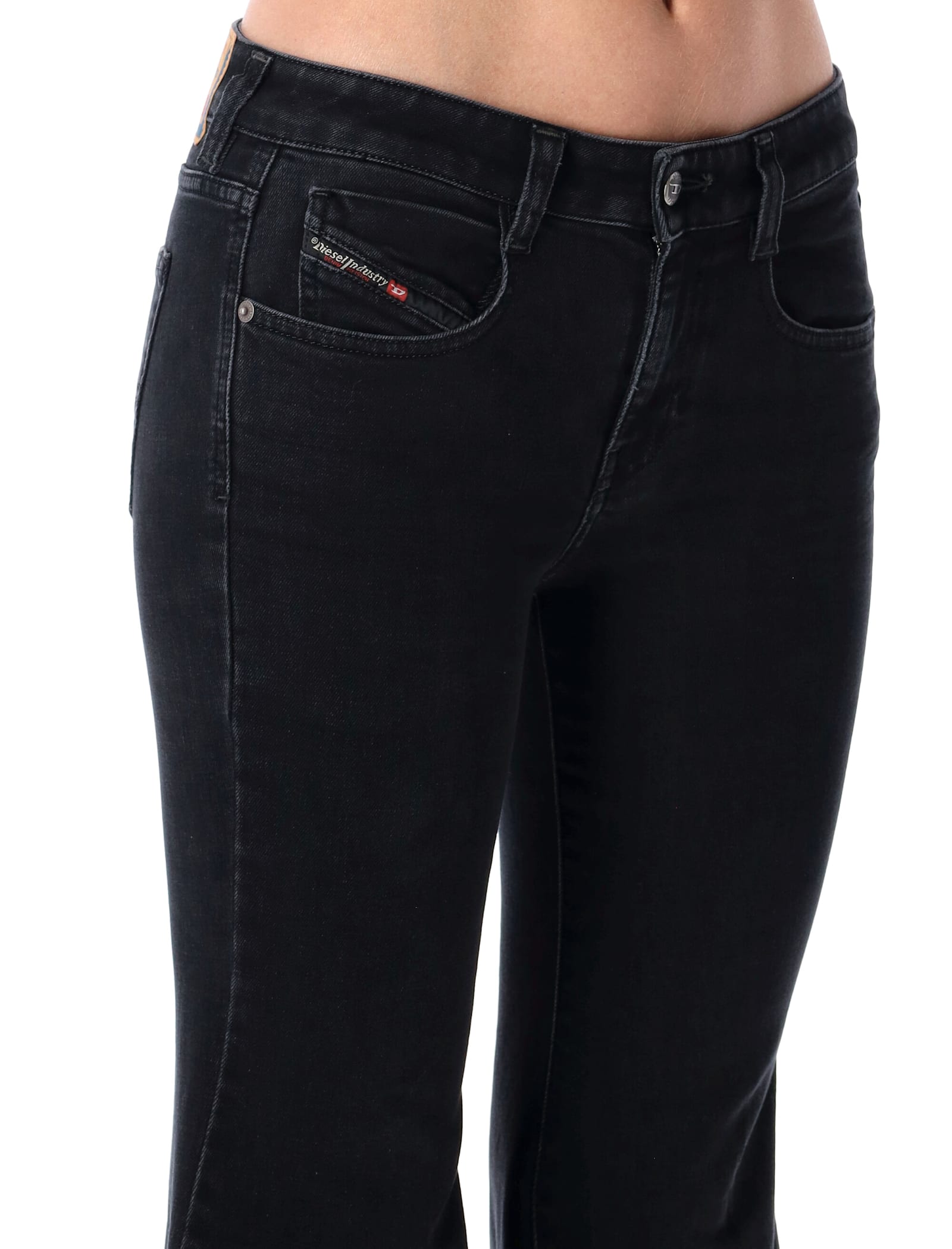 Diesel Black Low-rise Flared Jeans 1970 D-bleess In Black