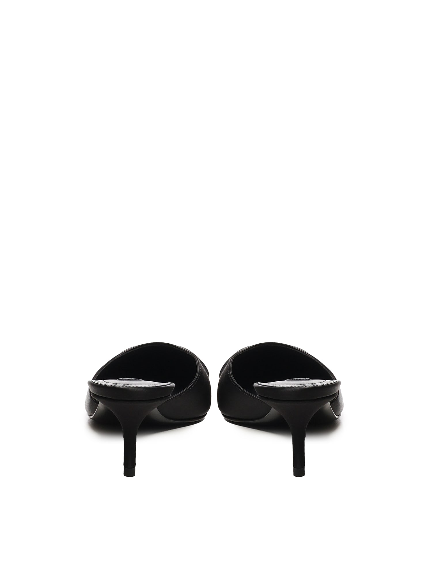 Alaïa Le Coeur Mule In Black Satin In Black